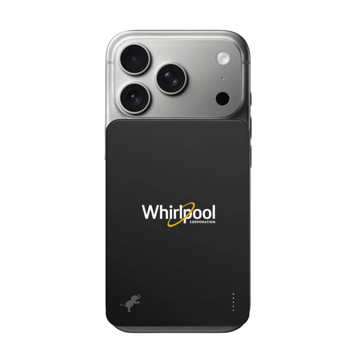 Black Nimble CHAMP Wireless 5K Magnetic Portable Charger, compact magnetic wireless power bank with a smooth rounded design, USB-C charging port, and pocket-sized profile for wirelessly charging MagSafe-compatible smartphones and USB-C devices on the go.
