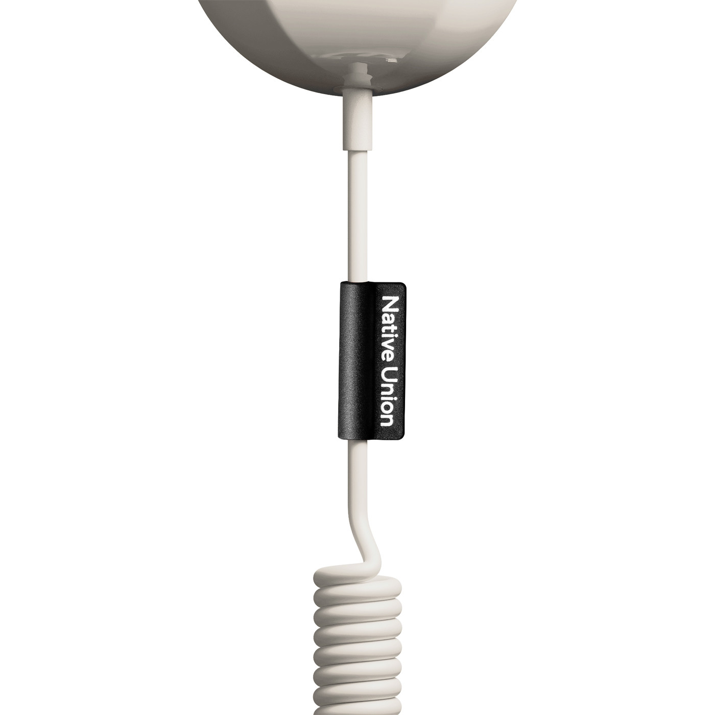 Sandstone Native Union Pop Phone handset made from recycled ABS and zinc alloy with a high-quality microphone and speaker, comfortable grip, built-in call button, and USB-C connectivity.