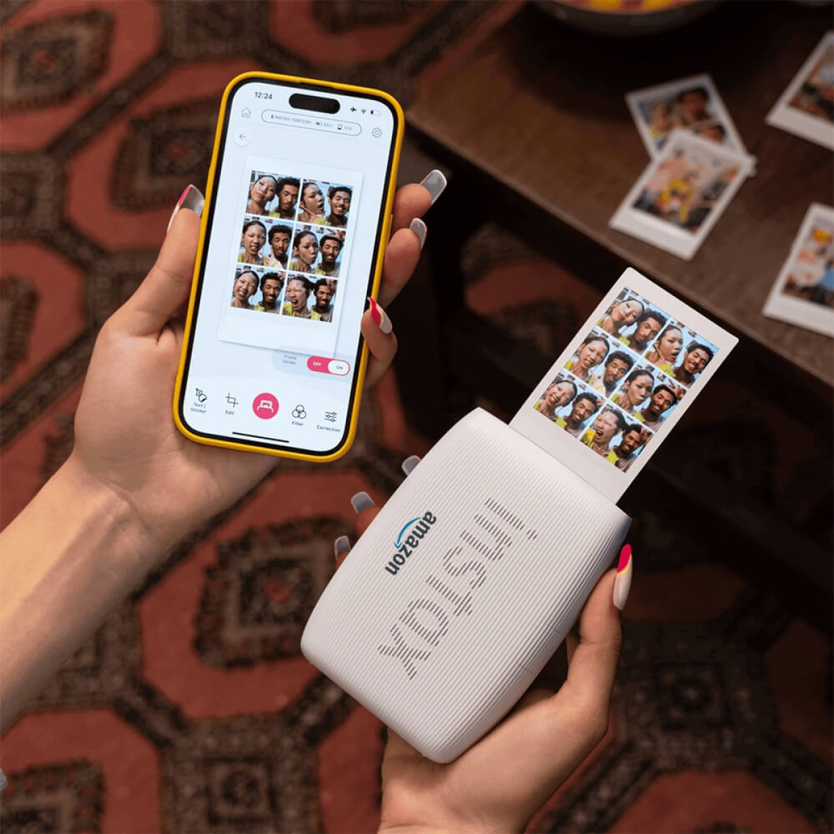 White FUJIFILM Instax Mini Link 3 Printer, compact ABS smartphone photo printer with a textured finish, LED status lights, and USB-C charging port for printing instant mini photos from a smartphone via Bluetooth.