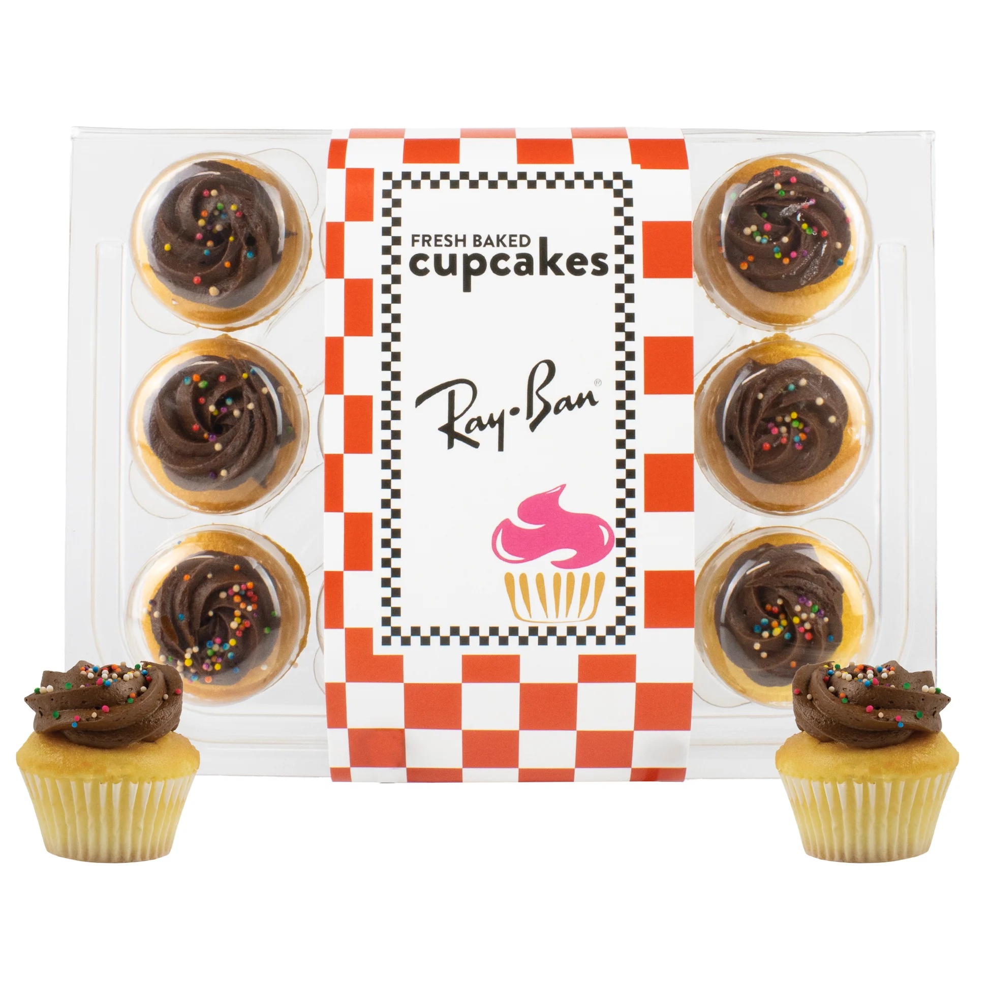 Vanilla Chocolate bite-size cupcake collection featuring a combination of vanilla and chocolate cupcakes presented in a packaged sleeve.