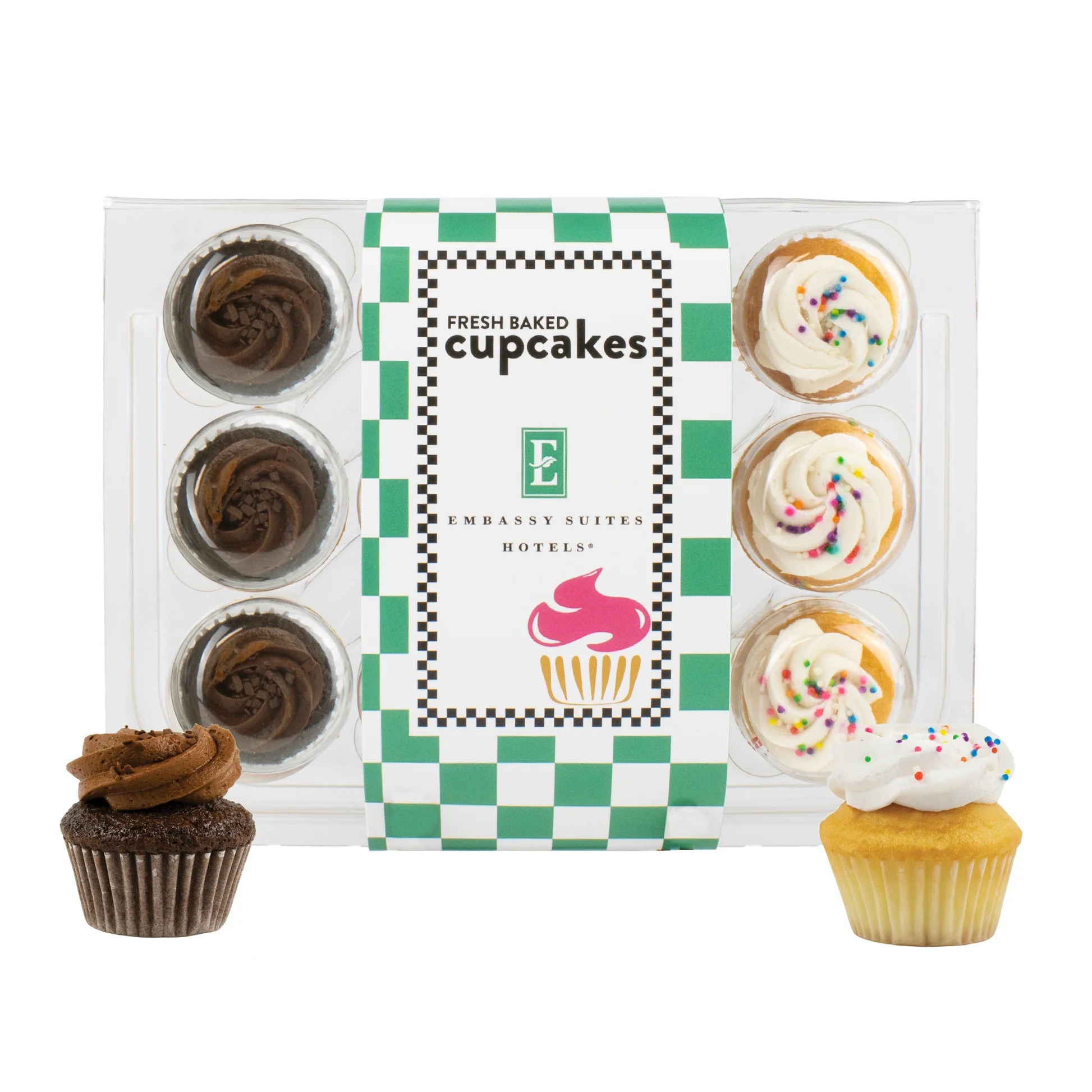 Black & White bite-size cupcake collection featuring a combination of chocolate and vanilla cupcakes presented in a packaged sleeve.