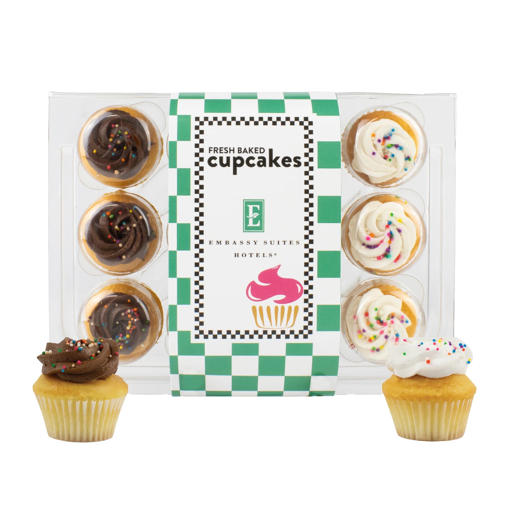 Vanilla Assorted bite-size cupcake collection featuring a variety of vanilla-based cupcake flavors presented in a packaged sleeve.