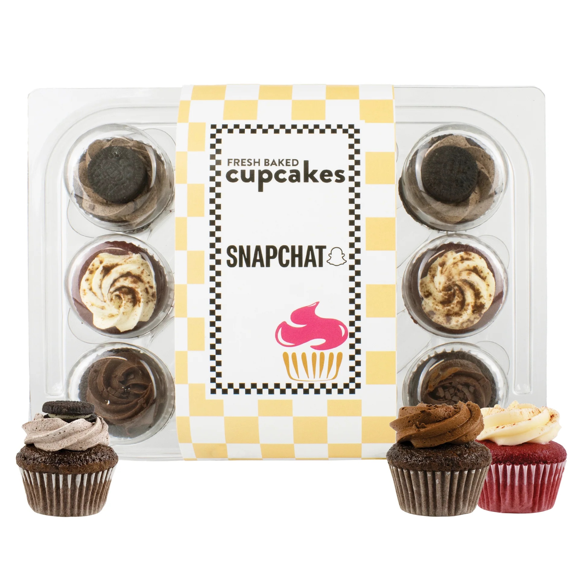 Chocolate Lover's bite-size cupcake collection featuring chocolate, red velvet, and chocolate cookies and cream cupcakes presented in a packaged sleeve.