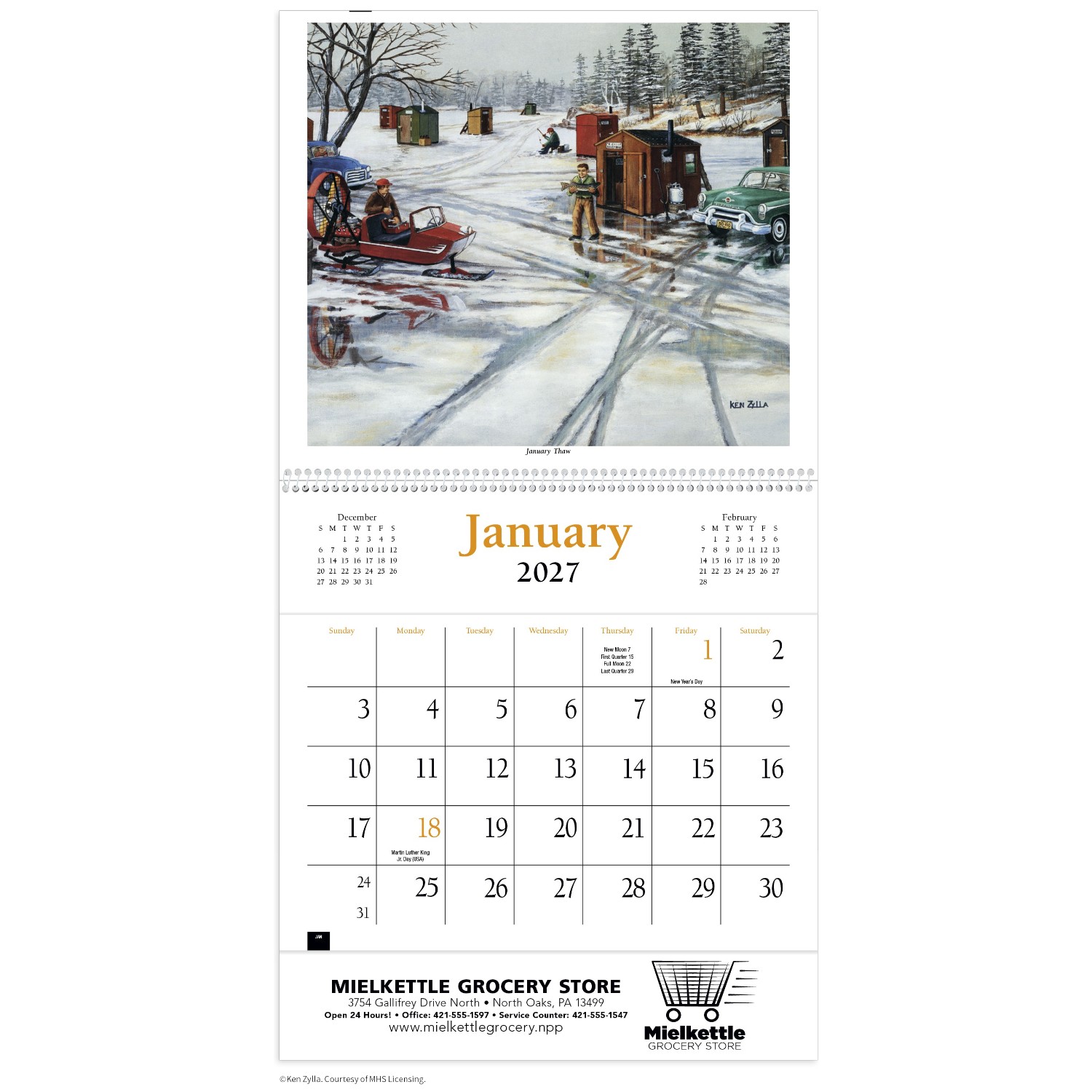 America Remembered Pocket Calendar featuring nostalgic Americana artwork by Ken Zylla, a pocket-style wall calendar with monthly calendar grids, built-in storage pockets for receipts and reminders, and a compact design for home, office, and everyday organization.