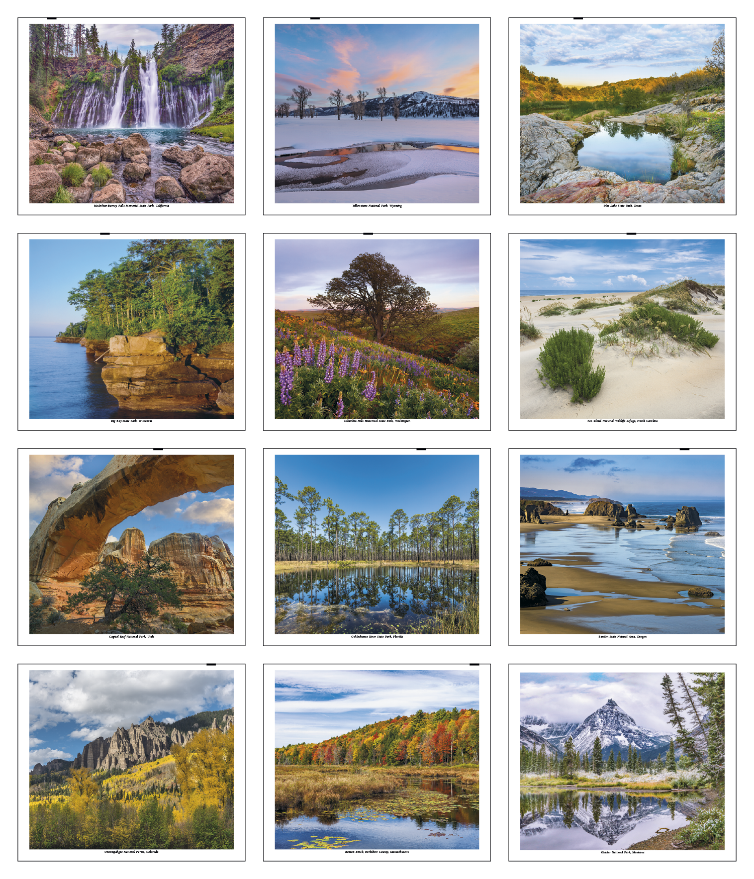 Scenic America® Pocket Calendar featuring scenic photography of America's landscapes, a pocket-style wall calendar with monthly calendar grids, built-in storage pockets for receipts and reminders, and a compact design for home, office, and everyday organization.