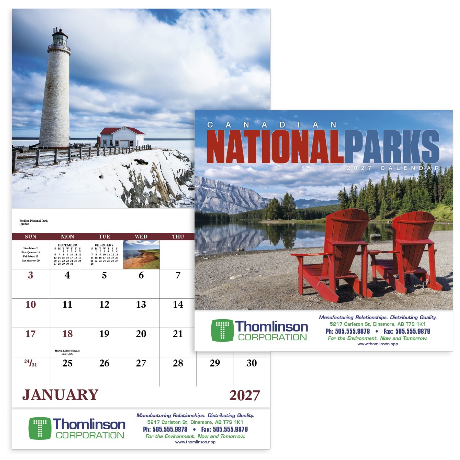 Canadian National Parks Stapled Calendar featuring breathtaking photography of Canada's national parks, glossy stapled pages with monthly calendar grids, and a wall calendar design for home, office, and year-round scheduling.