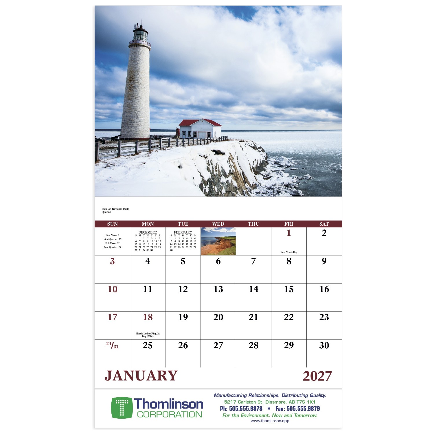 Canadian National Parks Stapled Calendar featuring breathtaking photography of Canada's national parks, glossy stapled pages with monthly calendar grids, and a wall calendar design for home, office, and year-round scheduling.