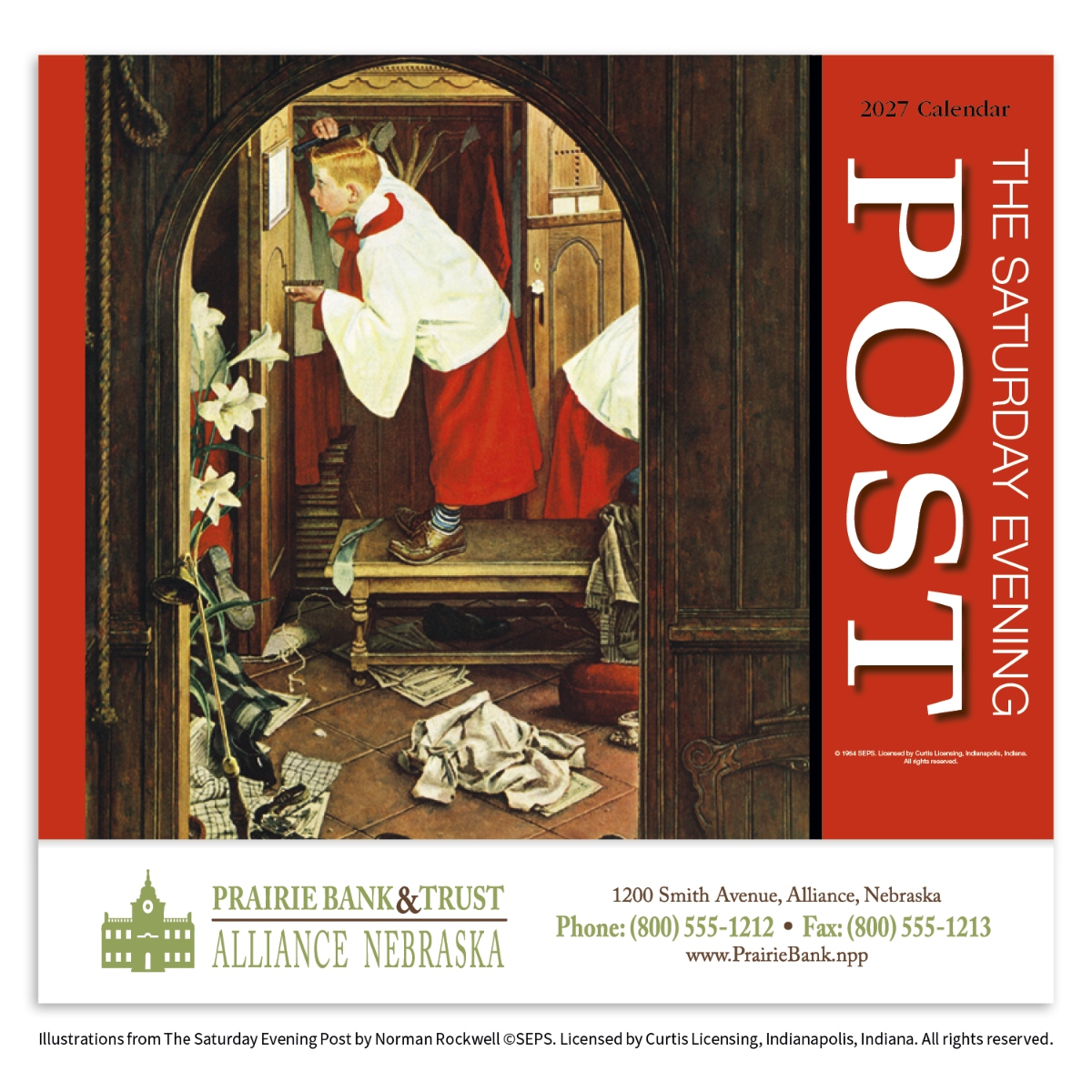 Wall calendar featuring nostalgic The Saturday Evening Post artwork with classic Americana scenes and high-quality, full-color imagery.
