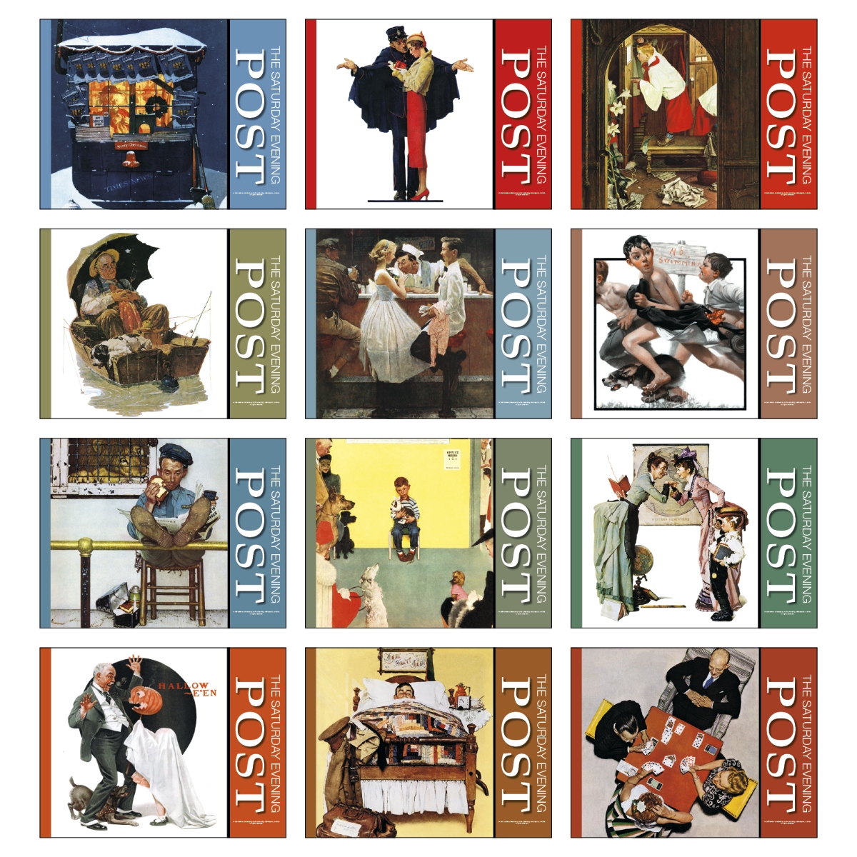 Wall calendar featuring nostalgic The Saturday Evening Post artwork with classic Americana scenes and high-quality, full-color imagery.