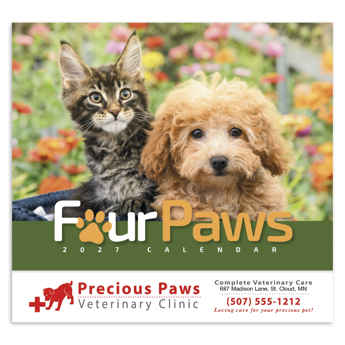 Cute puppy and kitten wall calendar featuring adorable pet photography and charming animal images throughout the year.