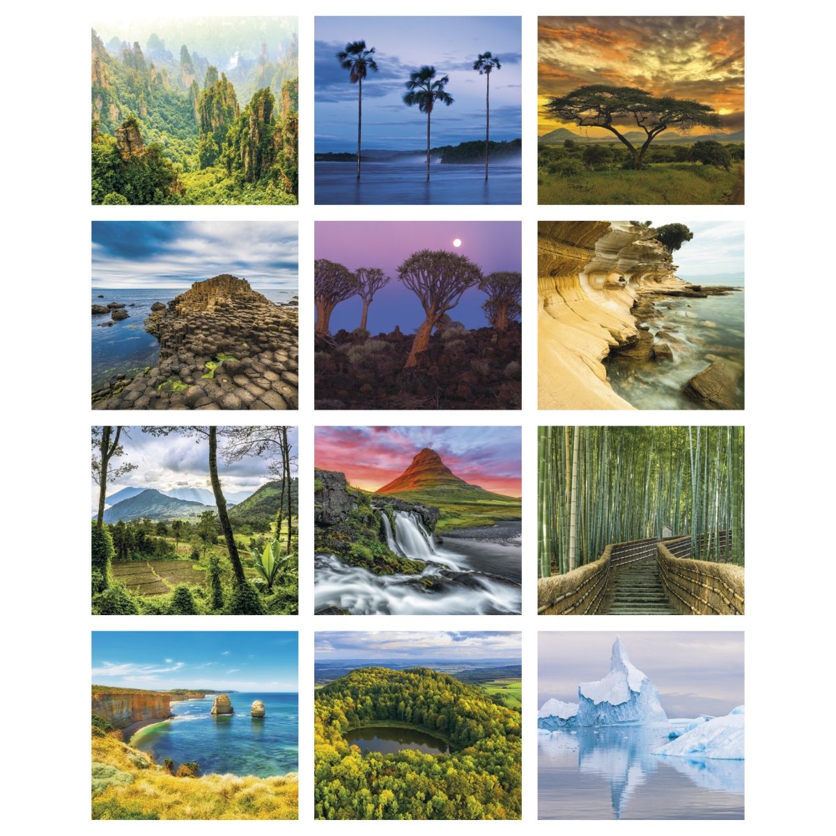 World travel wall calendar featuring stunning global destinations, scenic views, and vacation-inspired photography.