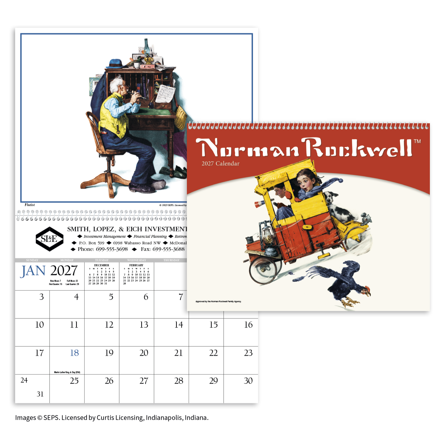 Rockwell Monthly Appointment Calendar featuring iconic Norman Rockwell illustrations from The Saturday Evening Post, a large-format wall calendar with spacious monthly appointment grids, full-color artwork, and a professional design for home, office, and year-round scheduling.