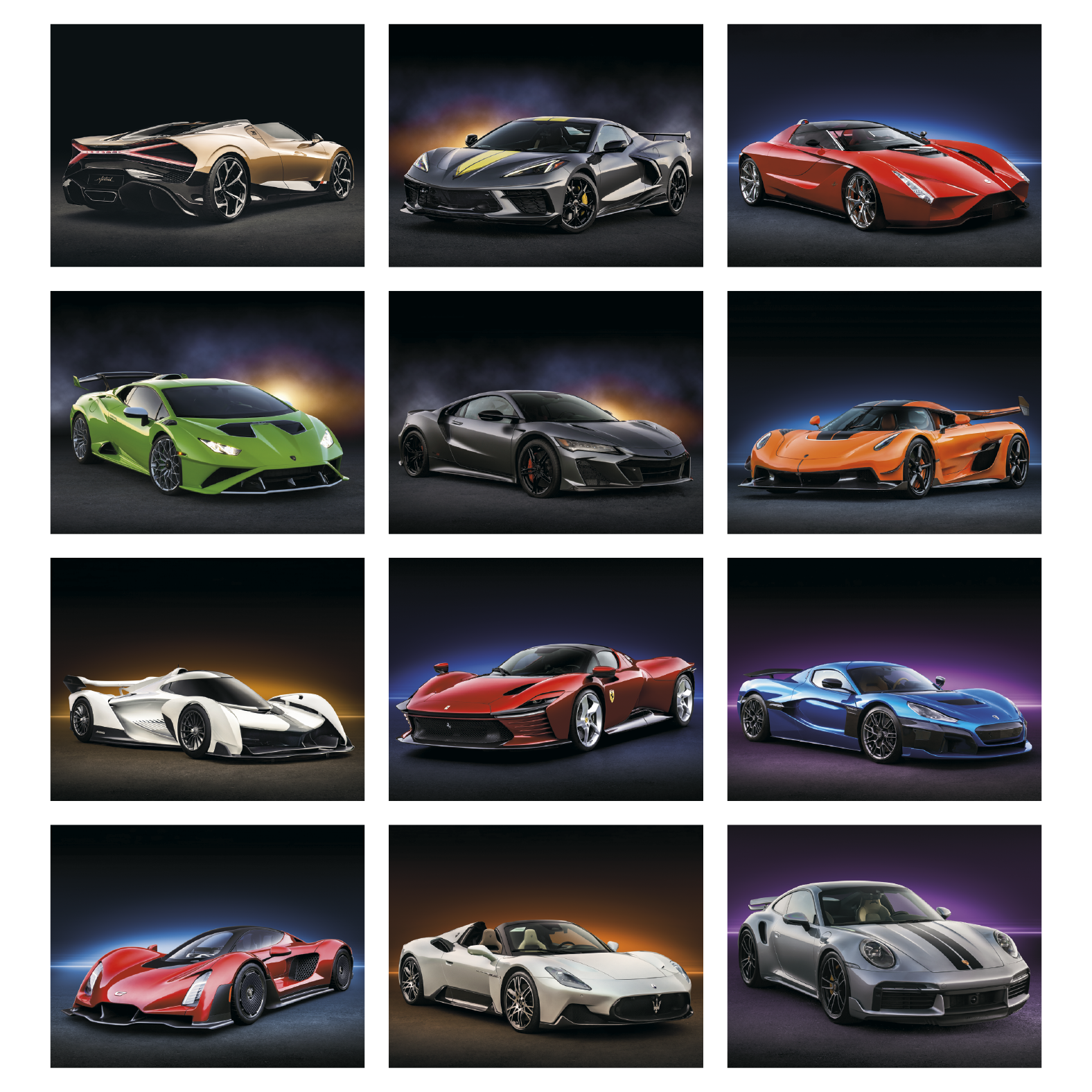 Exotic sports car promotional calendar featuring photographs of hot and luxurious cars with high-quality imagery and an FSC®-certified gloss paper cover.