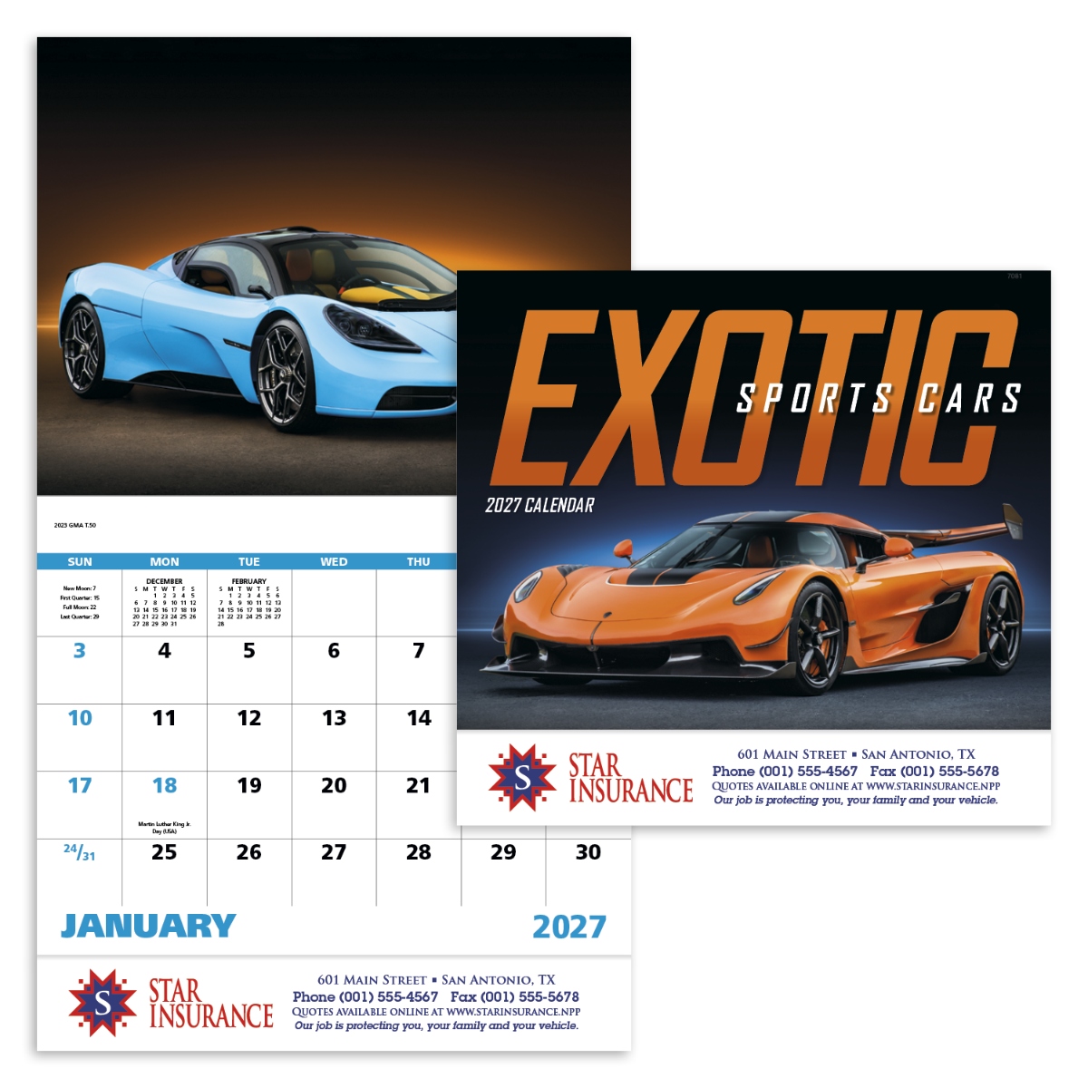Luxury car wall calendar featuring stunning images of high-performance and exotic automobiles.