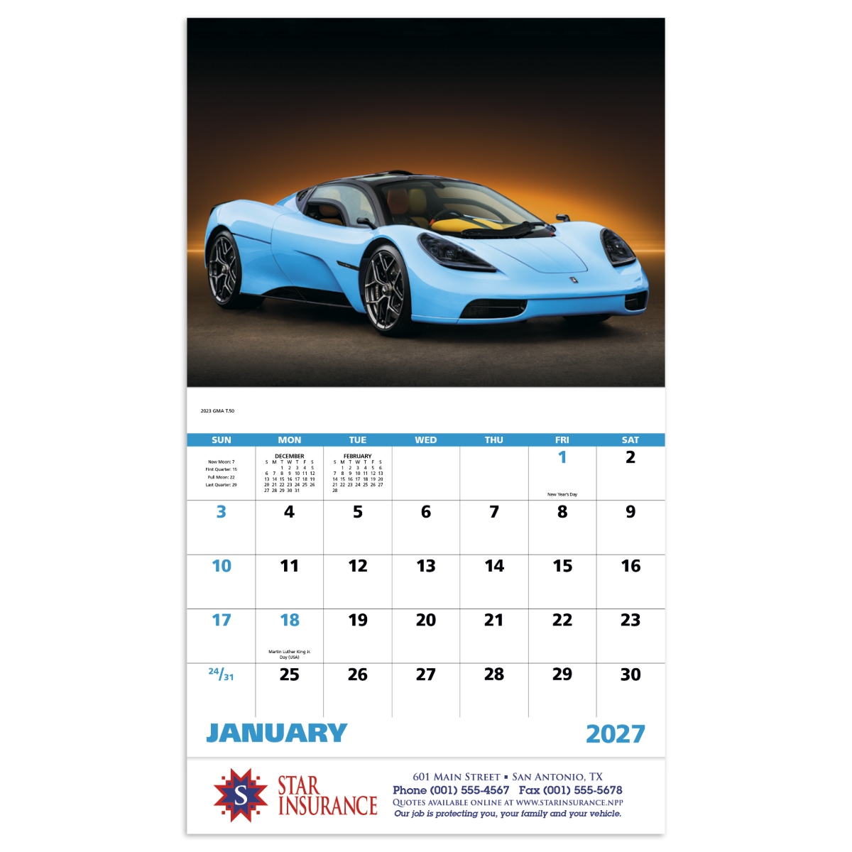 Luxury car wall calendar featuring stunning images of high-performance and exotic automobiles.