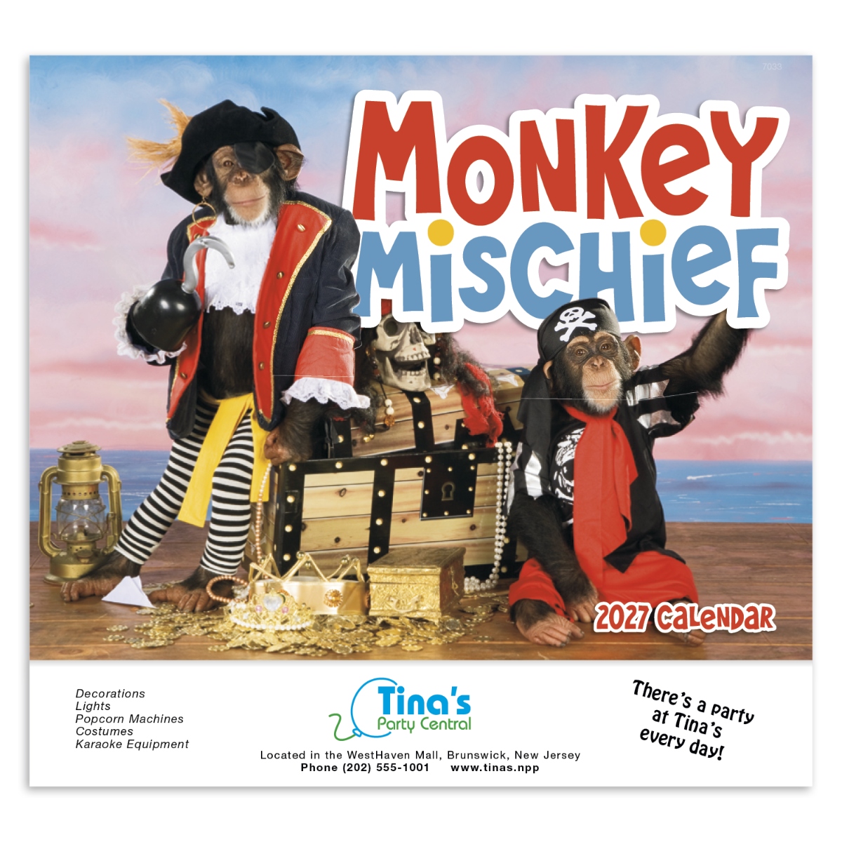 Funny monkey wall calendar featuring playful animal photography and humorous images throughout the year.