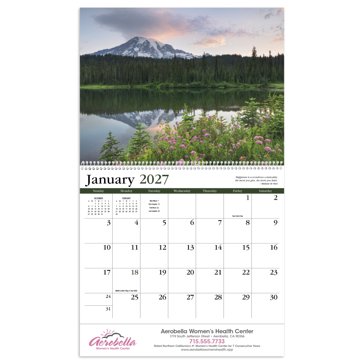 Inspirational wall calendar featuring beautiful imagery, uplifting quotes, and elegant designs for home or office spaces.