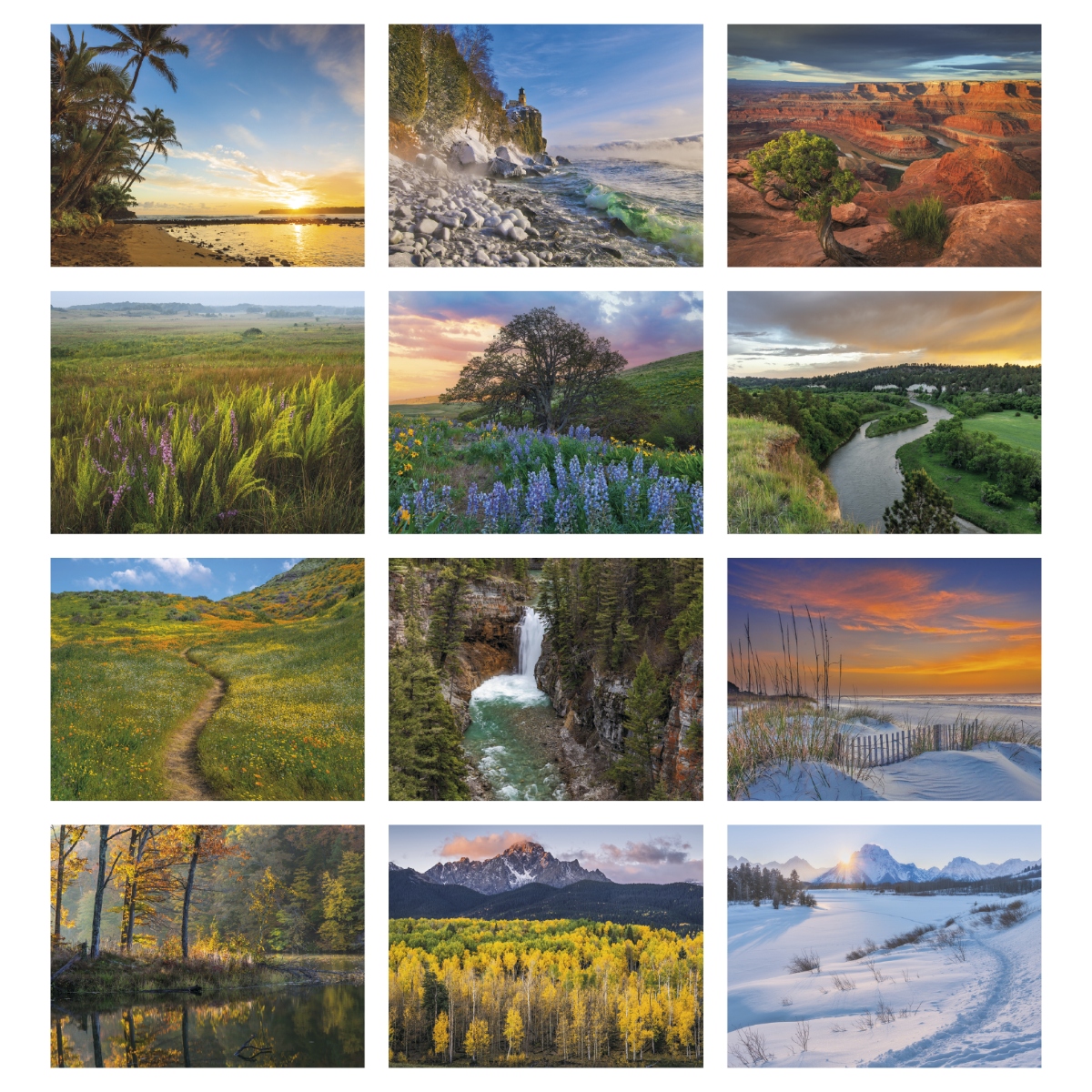 Inspirational wall calendar featuring beautiful imagery, uplifting quotes, and elegant designs for home or office spaces.