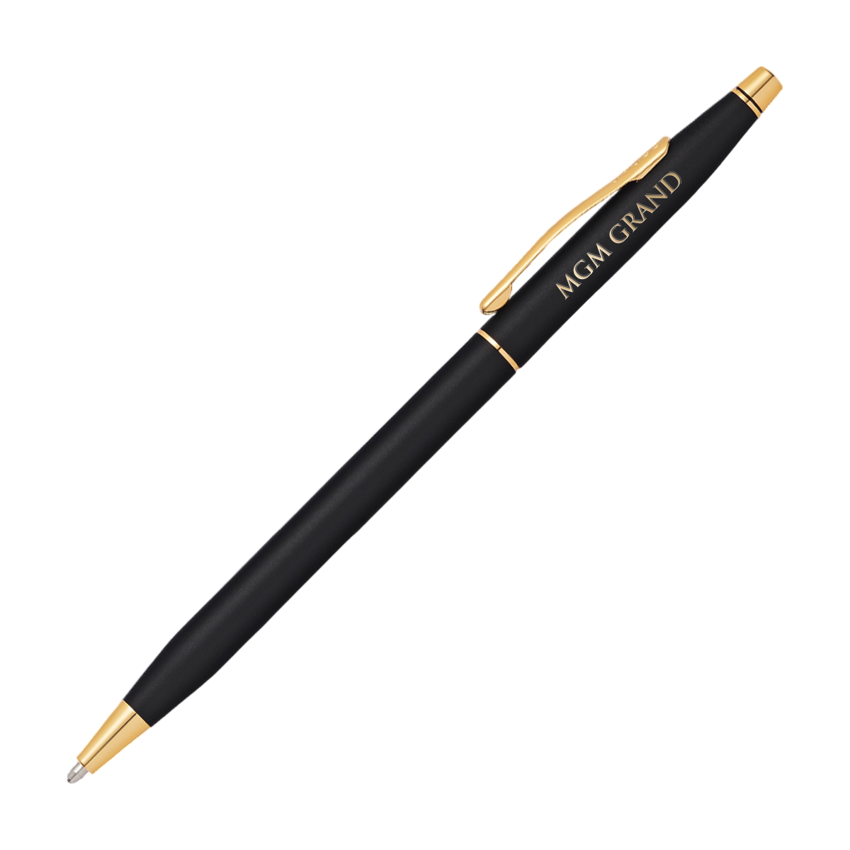 Black/Gold Cross® Classic Century Ballpoint Pen with 23kt Gold Plated Appointments, featuring a slim polished metal barrel with elegant 23kt gold-plated accents, twist-action ballpoint mechanism, medium black ink, and a premium gift box, ideal for executive writing, corporate gifts, and everyday professional use.