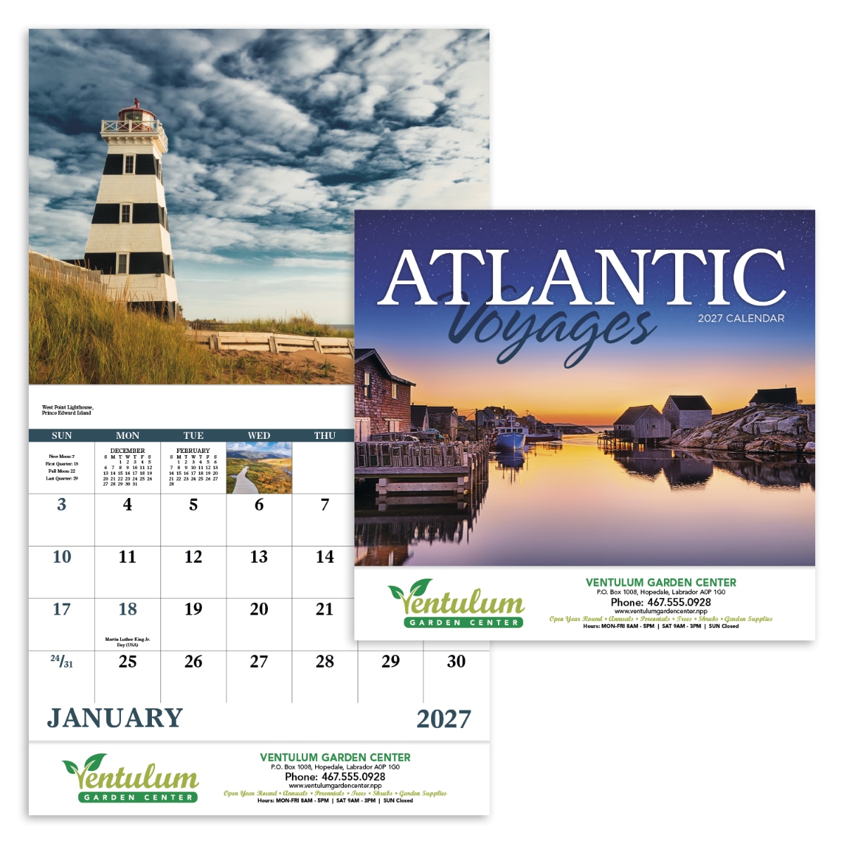 Atlantic Canada wall calendar featuring scenic landscapes from Nova Scotia, Newfoundland, New Brunswick, and Prince Edward Island.