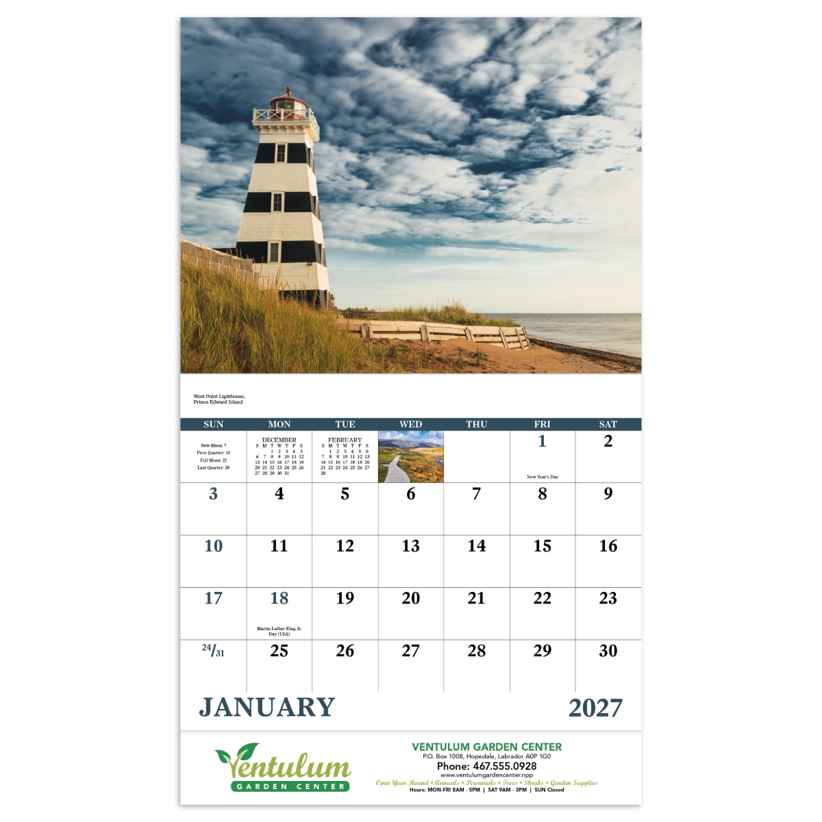 Atlantic Canada wall calendar featuring scenic landscapes from Nova Scotia, Newfoundland, New Brunswick, and Prince Edward Island.
