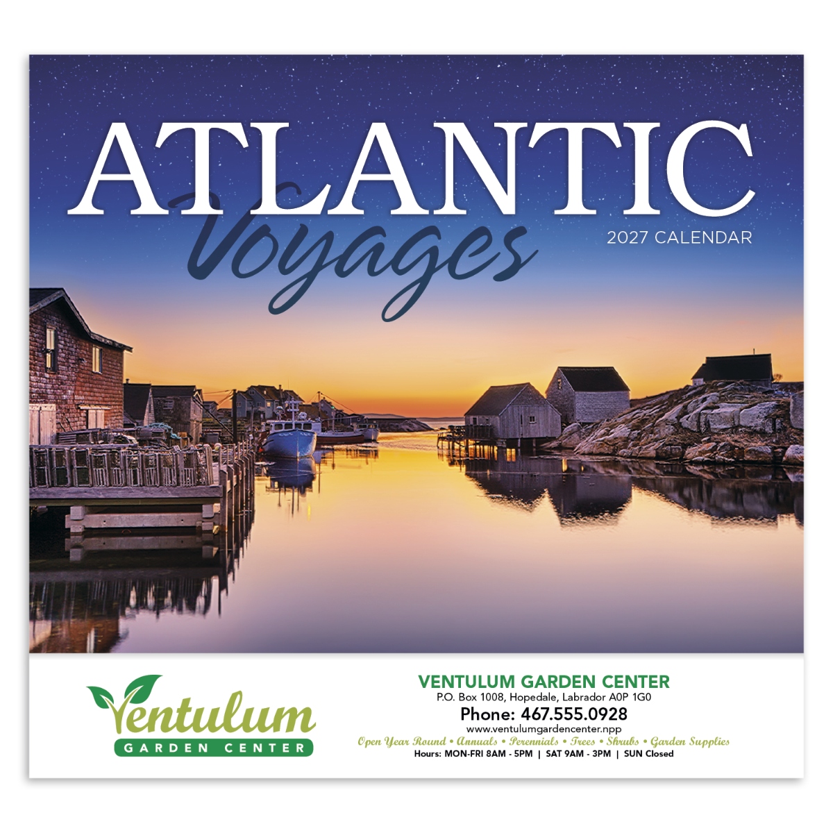 Atlantic Canada wall calendar featuring scenic landscapes from Nova Scotia, Newfoundland, New Brunswick, and Prince Edward Island.