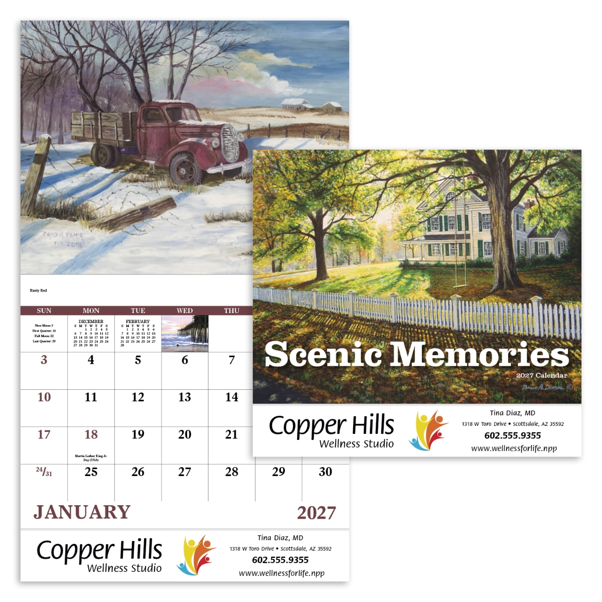 Nostalgic wall calendar featuring charming vintage-inspired scenes that celebrate a simpler time.