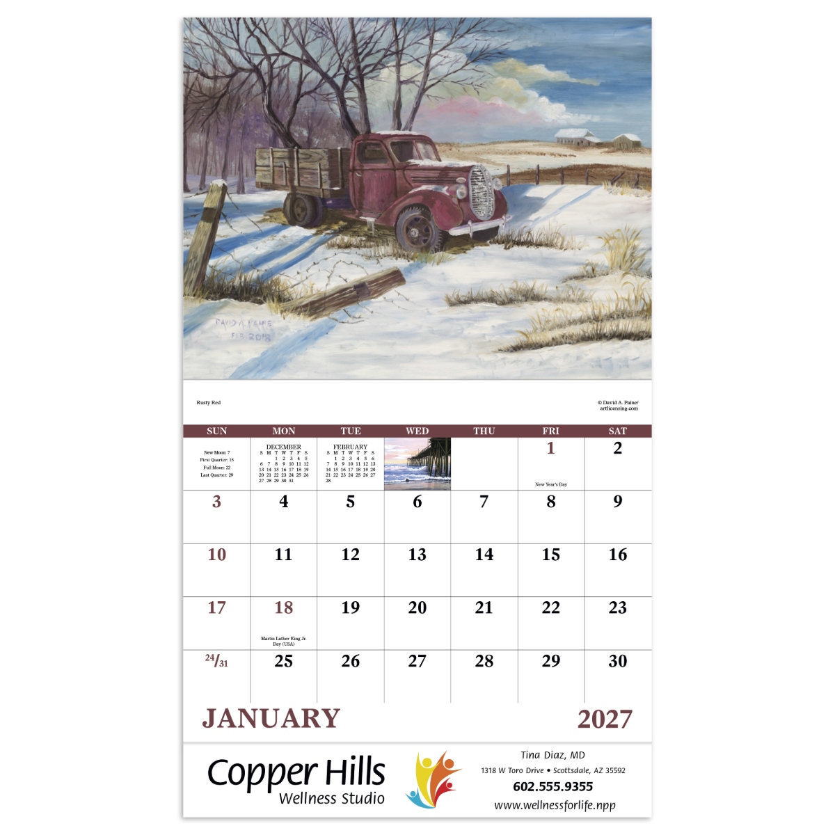 Nostalgic wall calendar featuring charming vintage-inspired scenes that celebrate a simpler time.
