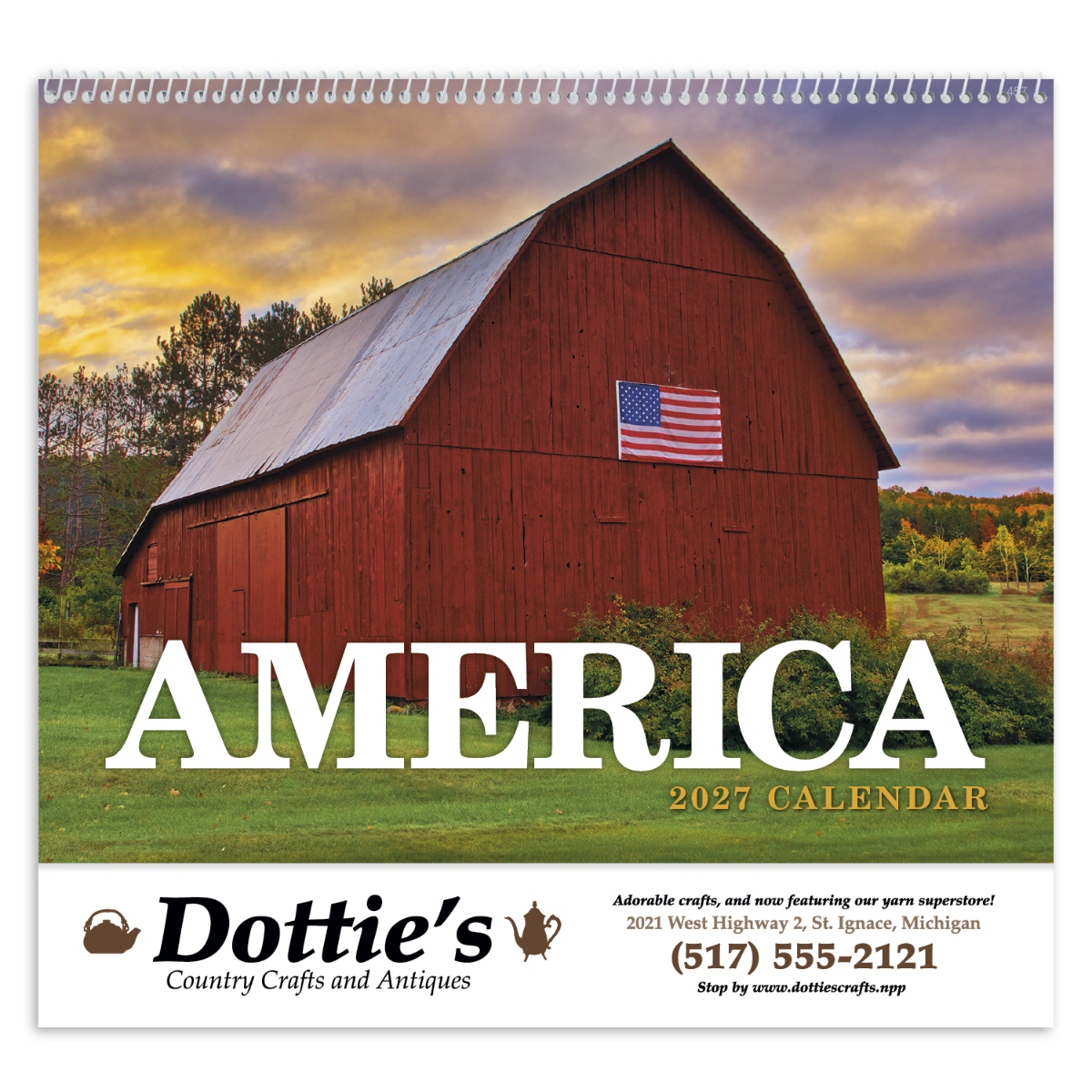 Patriotic wall calendar featuring American-themed imagery and vibrant photography celebrating national pride.