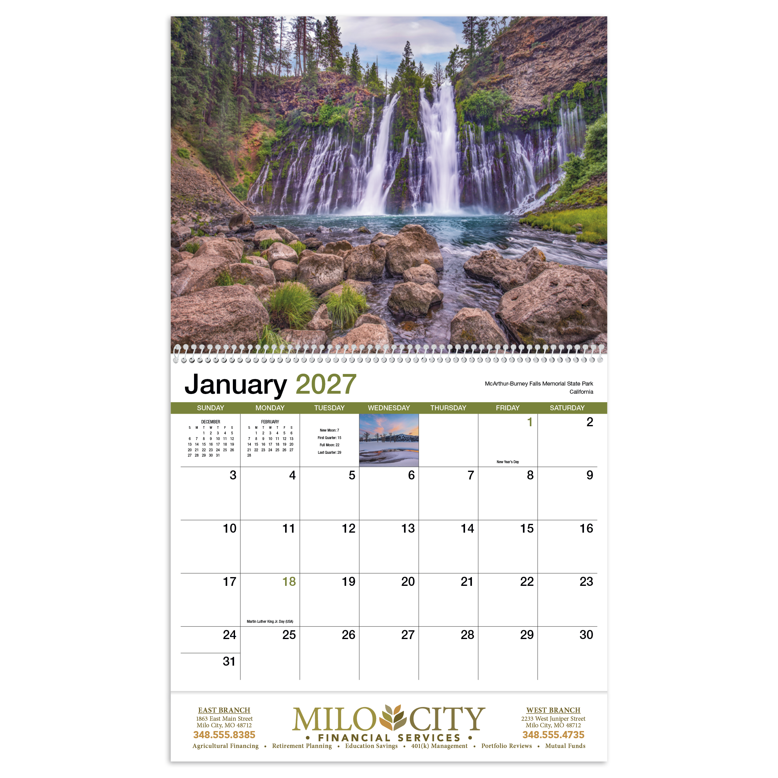 2027 Scenic America spiral appointment calendar featuring breathtaking landscapes from across the United States with a gloss UV-coated cover and spiral binding.