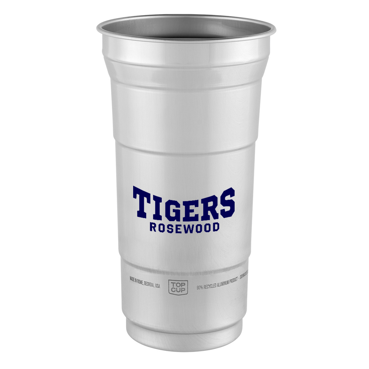 Silver Top Cup By Ball™ Aluminum Cup with Full Color Wrap Option – 12 oz., reusable lightweight aluminum drink cup with a seamless full-color wrap design, stackable construction, rolled rim, and durable BPA-free finish for cold beverages, parties, tailgating, company events, and promotional branding.