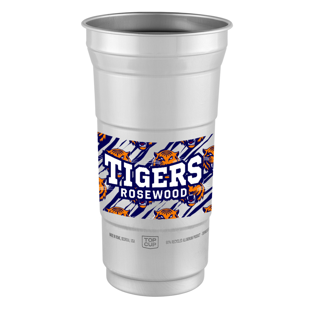 Silver Top Cup By Ball™ Aluminum Cup with Full Color Wrap Option – 12 oz., reusable lightweight aluminum drink cup with a seamless full-color wrap design, stackable construction, rolled rim, and durable BPA-free finish for cold beverages, parties, tailgating, company events, and promotional branding.