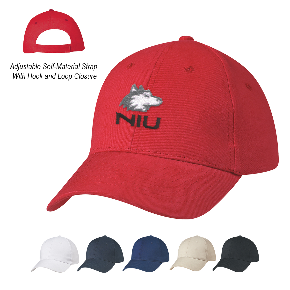 Baseball caps with custom logo in various colors