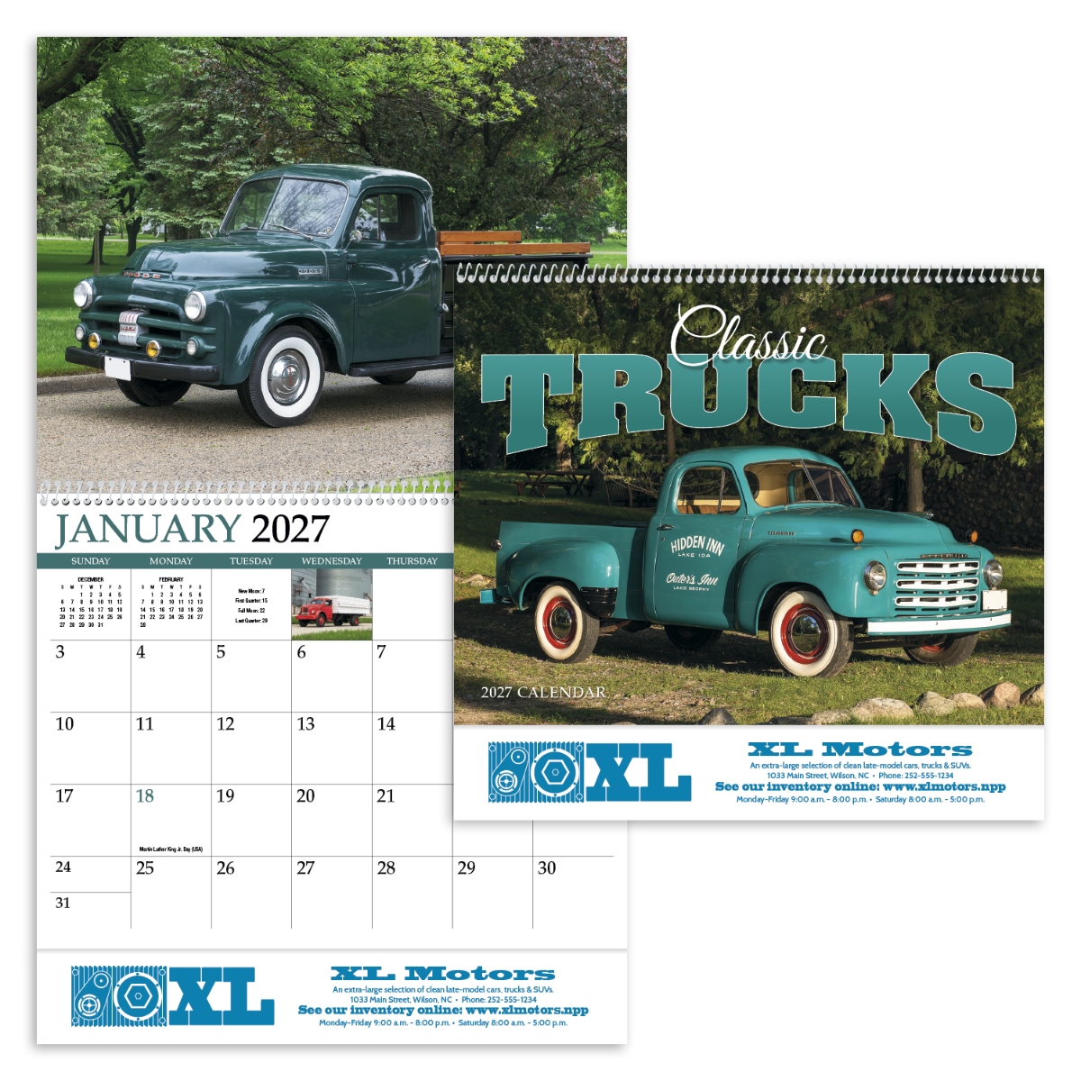 Vintage truck wall calendar featuring beautifully restored classic trucks and nostalgic automotive photography.
