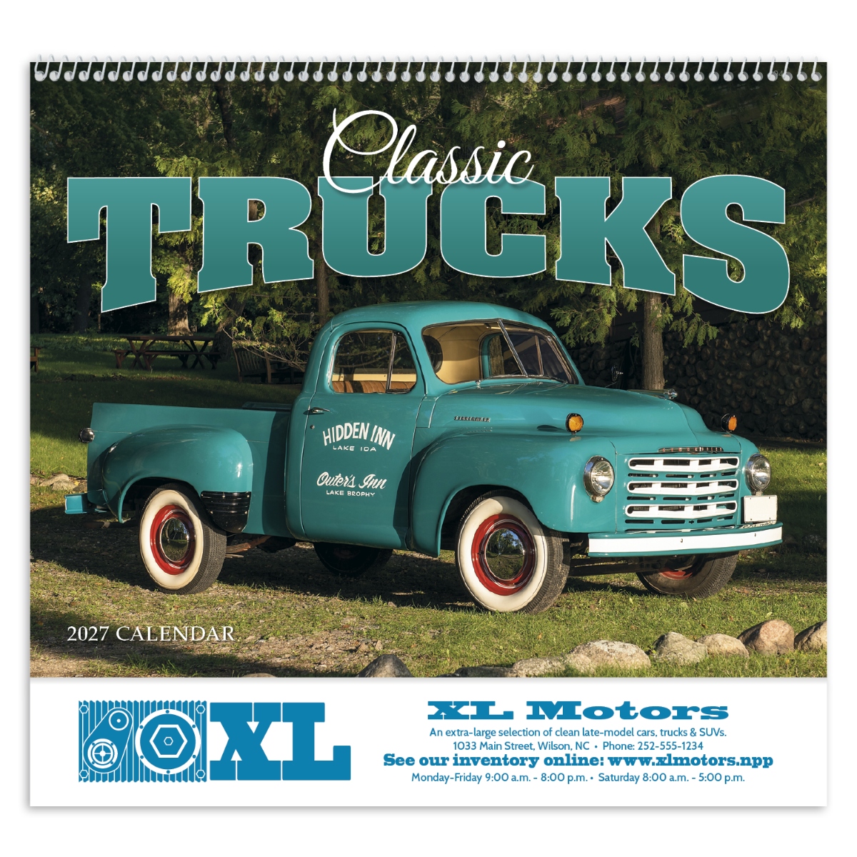 Vintage truck wall calendar featuring beautifully restored classic trucks and nostalgic automotive photography.