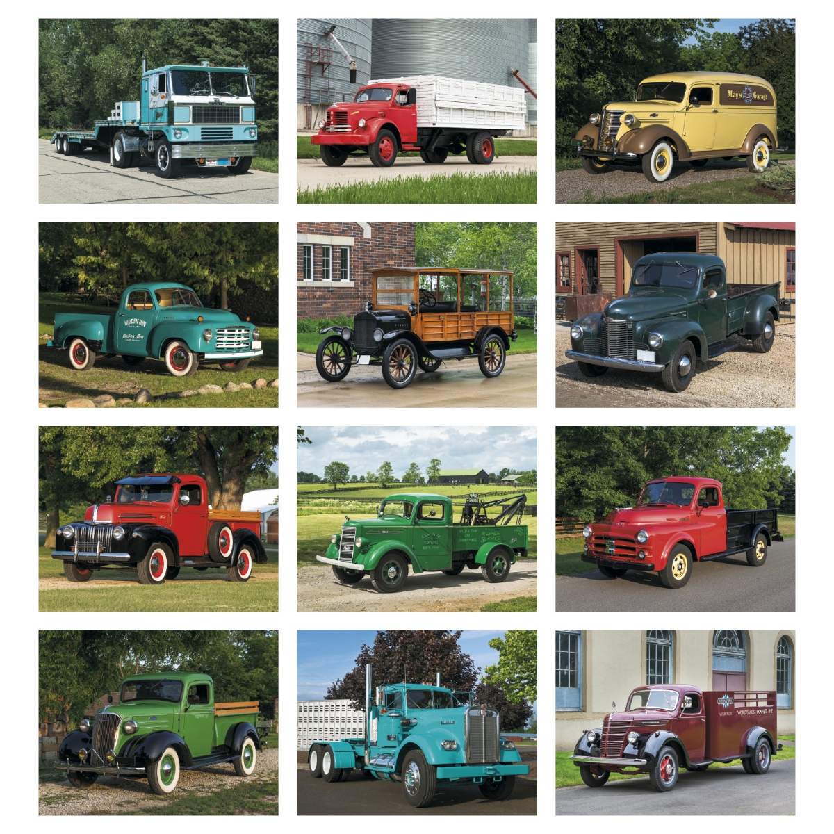 Vintage truck wall calendar featuring beautifully restored classic trucks and nostalgic automotive photography.