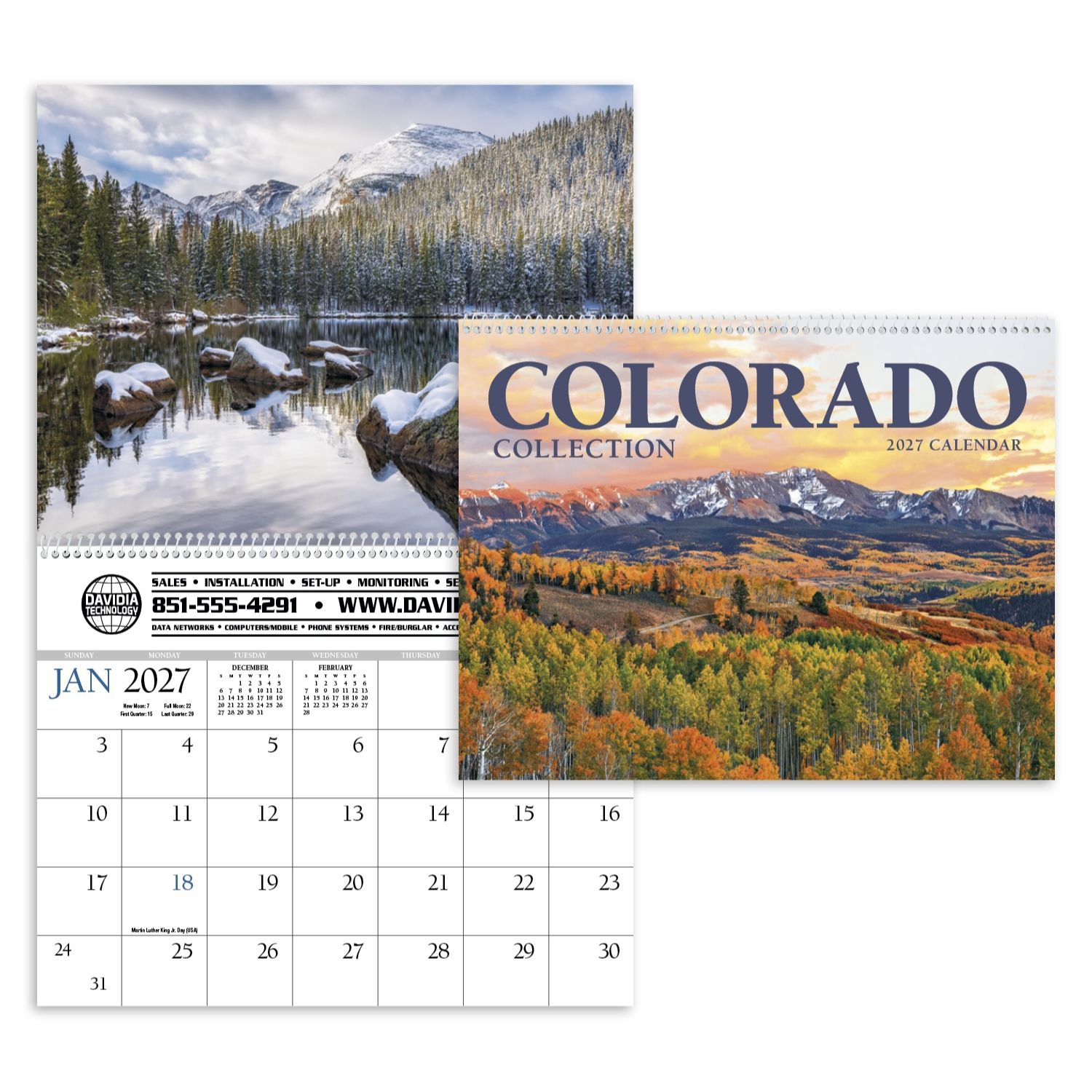 2027 Colorado scenic wall calendar featuring breathtaking mountain landscapes, forests, lakes, and nature photography with a glossy UV-coated cover.