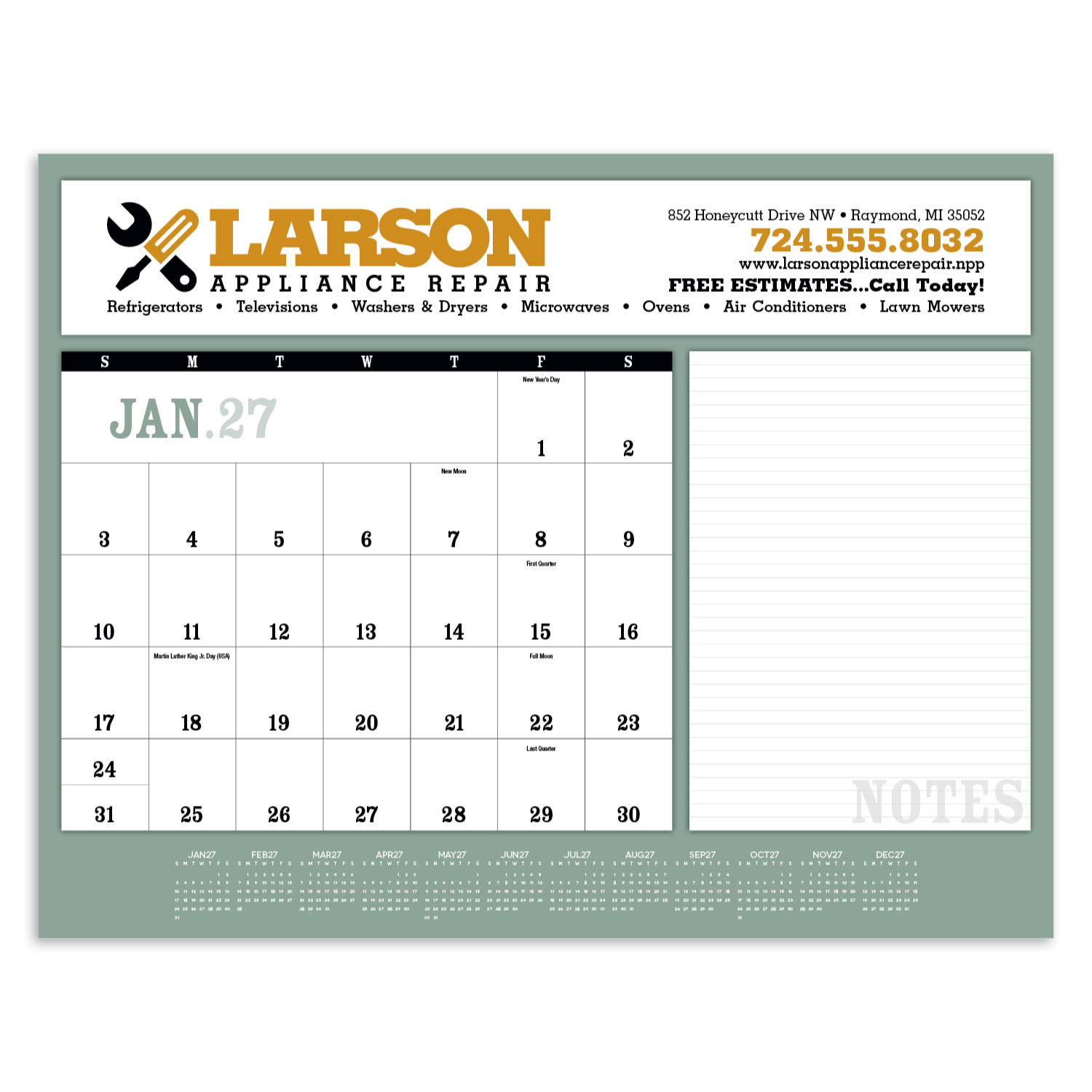 Notes Desk Pad Calendar Product Image