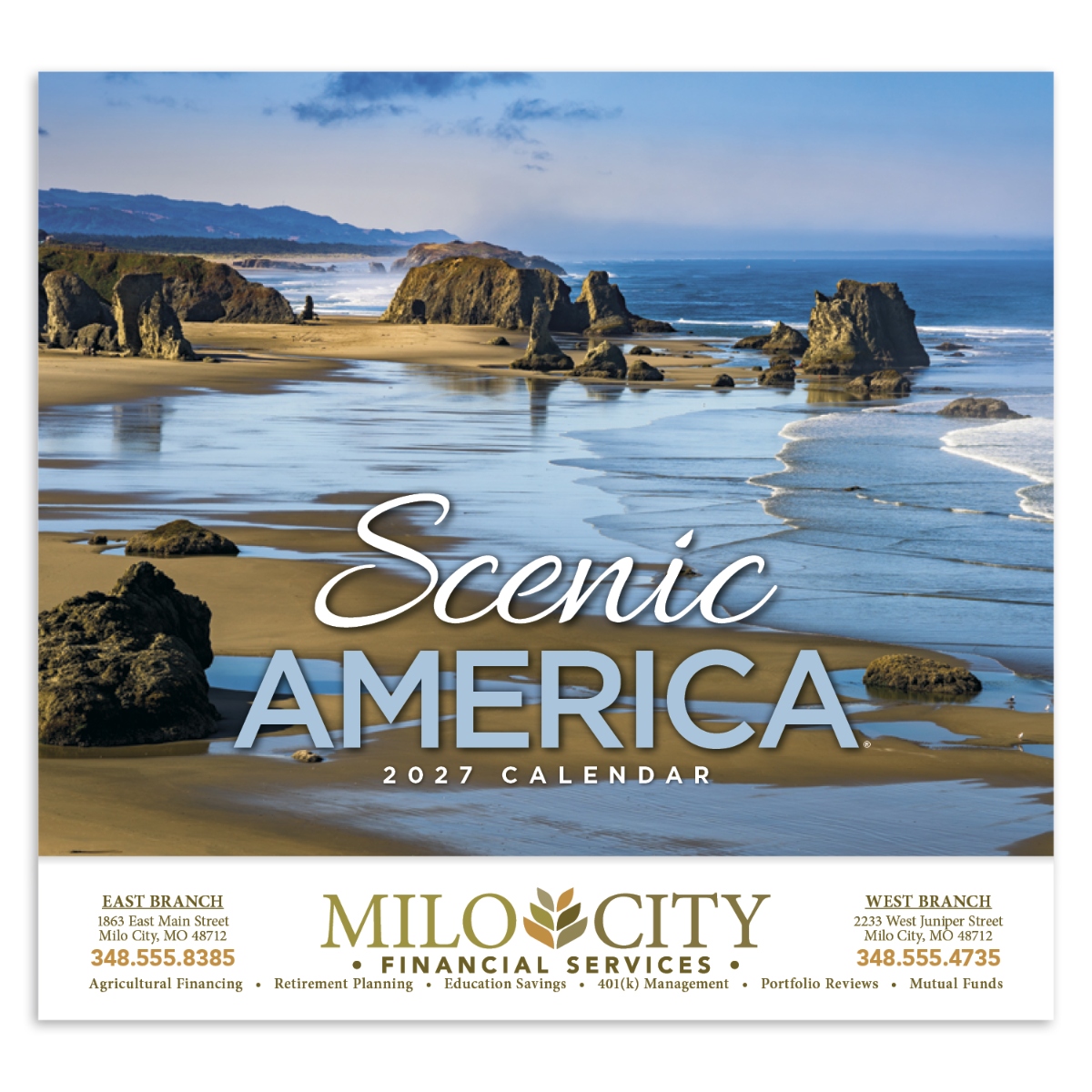 America-themed wall calendar featuring stunning landscapes and natural beauty from across the country.