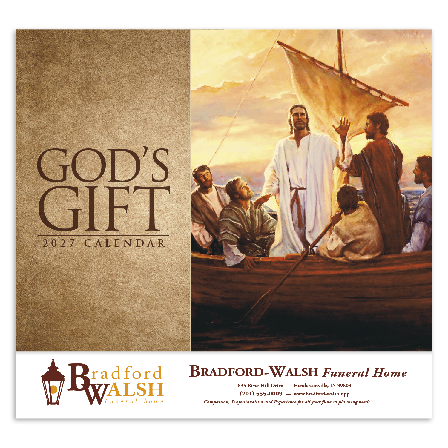 God's Gift Stapled Calendar featuring inspiring Christian artwork with biblical themes, glossy stapled pages with spacious monthly appointment calendar grids, Roman Catholic observances, and a wall calendar design for churches, homes, offices, and year-round scheduling.