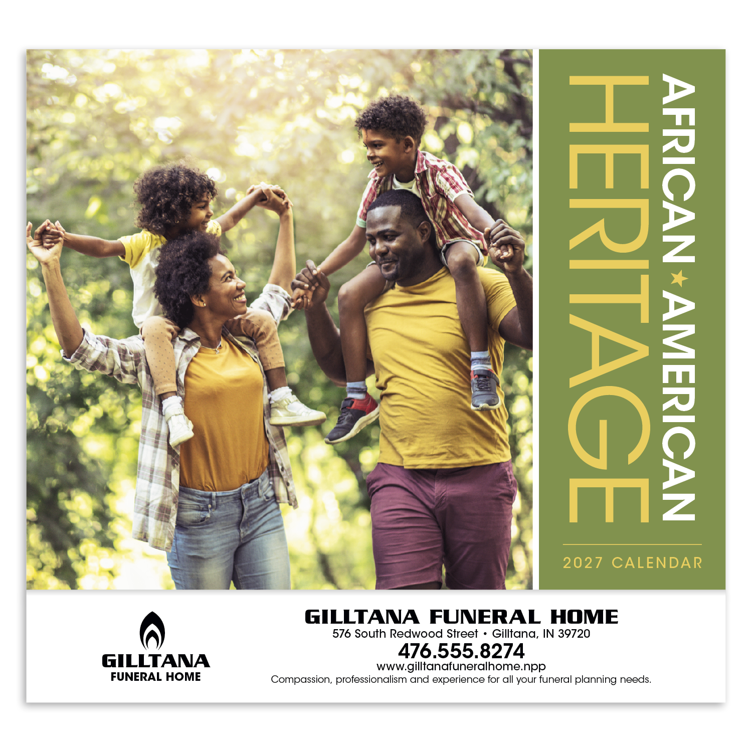 Educational family wall calendar featuring Black history events, monthly biographies of influential African Americans, and a glossy FSC®-certified paper cover.