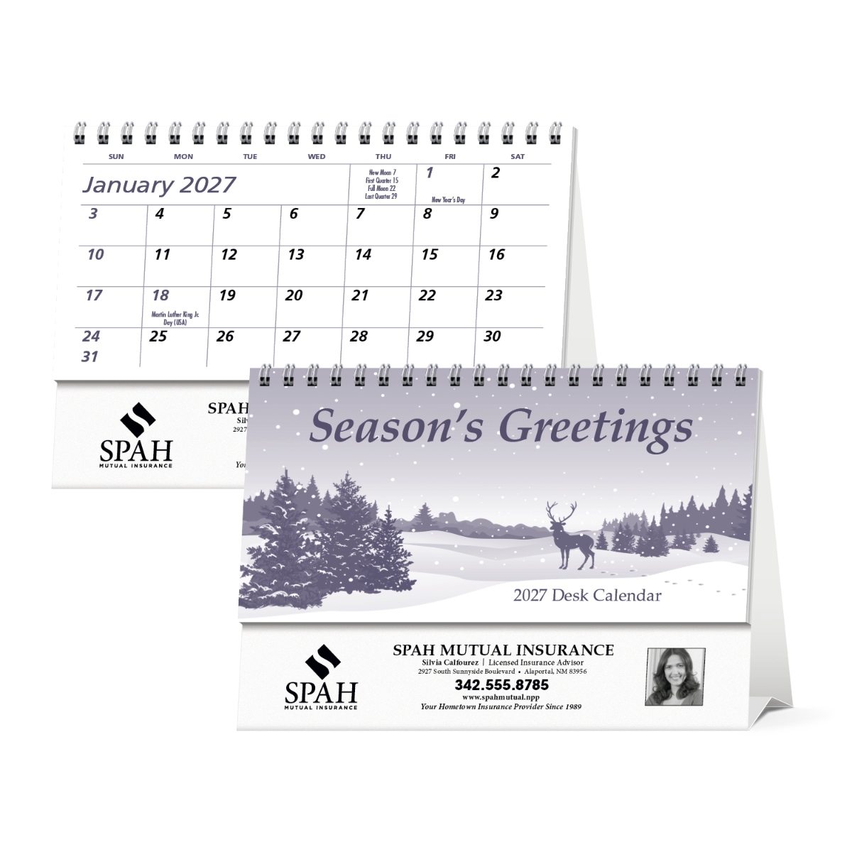 Branded desk calendars with logo at bototm