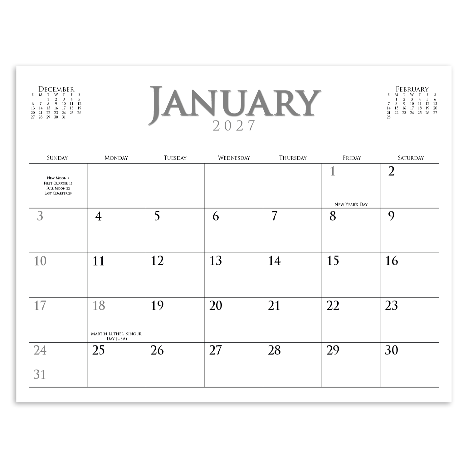 2027 premium spiral-bound appointment calendar featuring a personalized full-color cover and monthly custom images printed on FSC®-certified gloss paper.