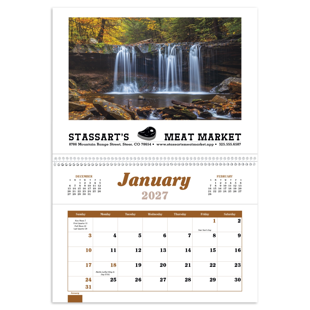 Recipe calendar featuring 12 delicious recipes and convenient storage pockets for each month, assembled in the USA.
