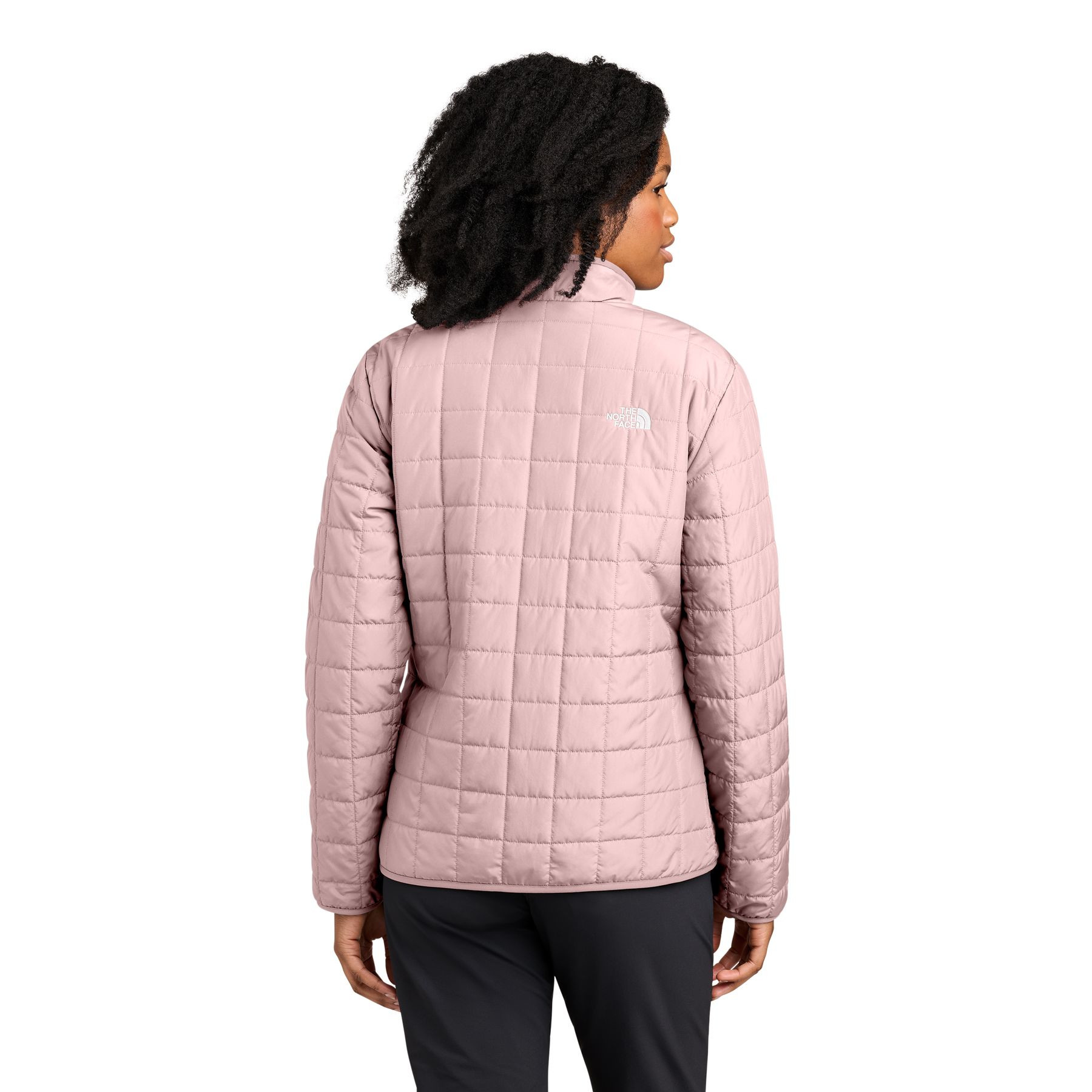 Metal Pink The North Face® Women’s Iron Drift Quilted Jacket a lightweight insulated quilted jacket with a recycled polyester shell, non-PFC durable water-repellent finish, full-length reverse-coil zipper, stand collar, secure zippered hand pockets, elastic-bound cuffs, and embroidered The North Face® logos, designed for lightweight warmth, layering, commuting, and everyday outdoor wear.