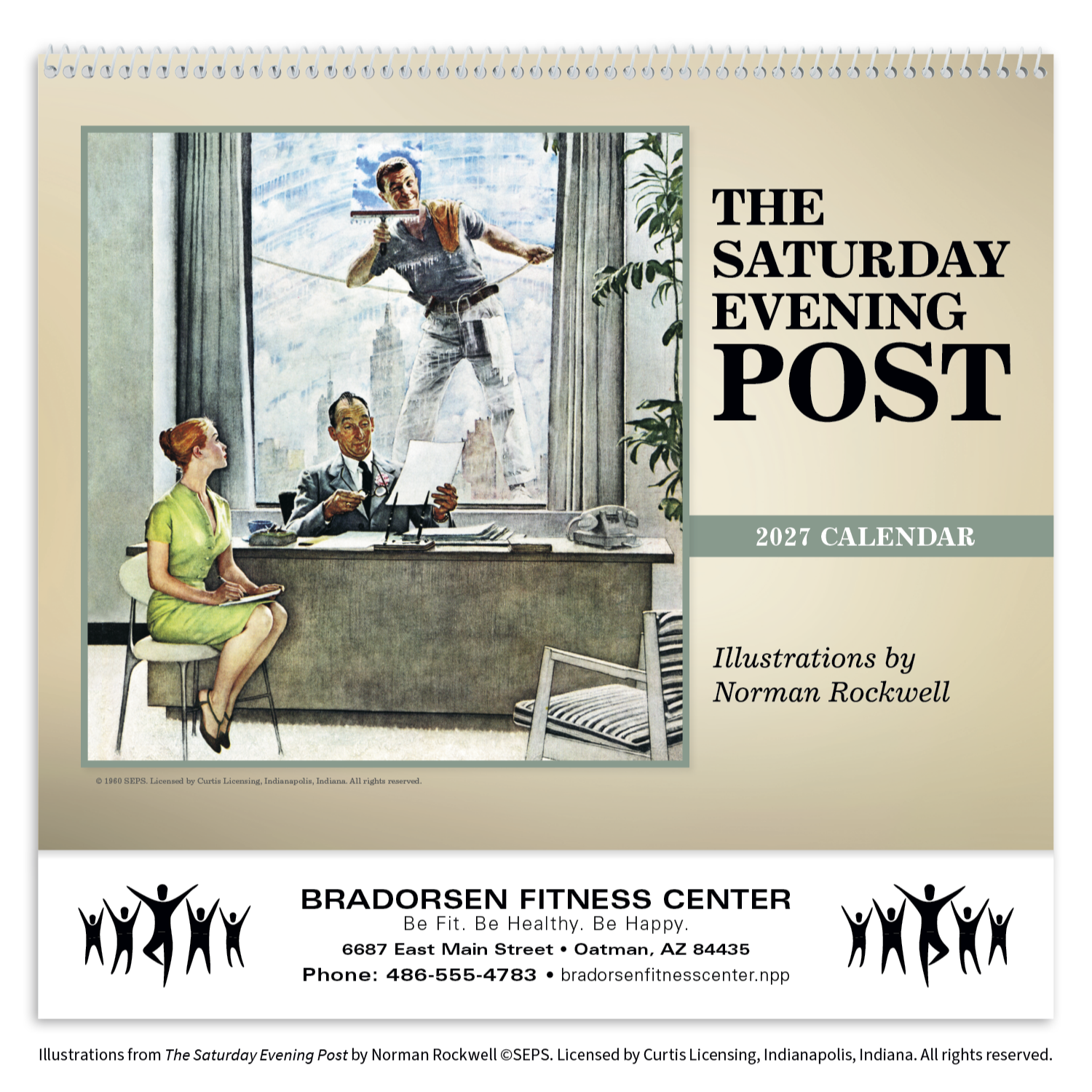 Deluxe pocket appointment calendar featuring The Saturday Evening Post Norman Rockwell Americana illustrations with reverse-collated monthly storage pockets and a matte paper cover.