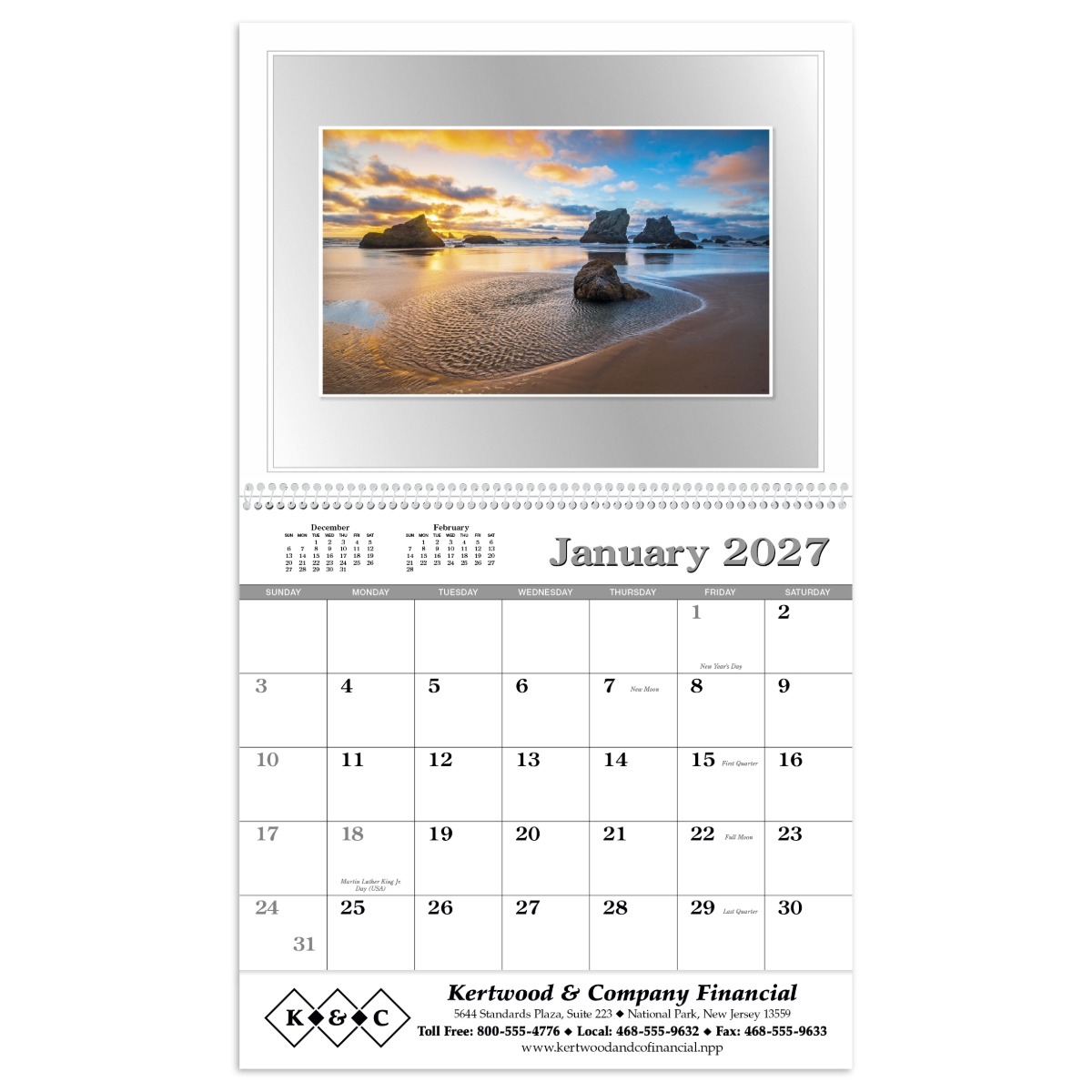 Memo appointment calendar featuring a full-color picture and practical appointment-planning layout, assembled in the USA.