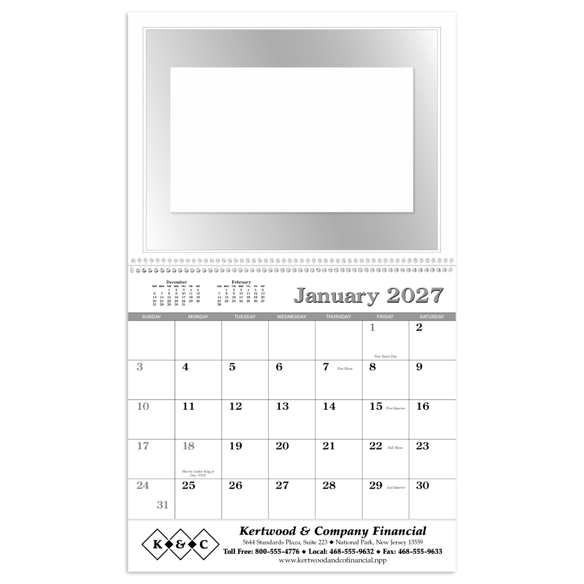 Memo appointment calendar featuring a full-color picture and practical appointment-planning layout, assembled in the USA.