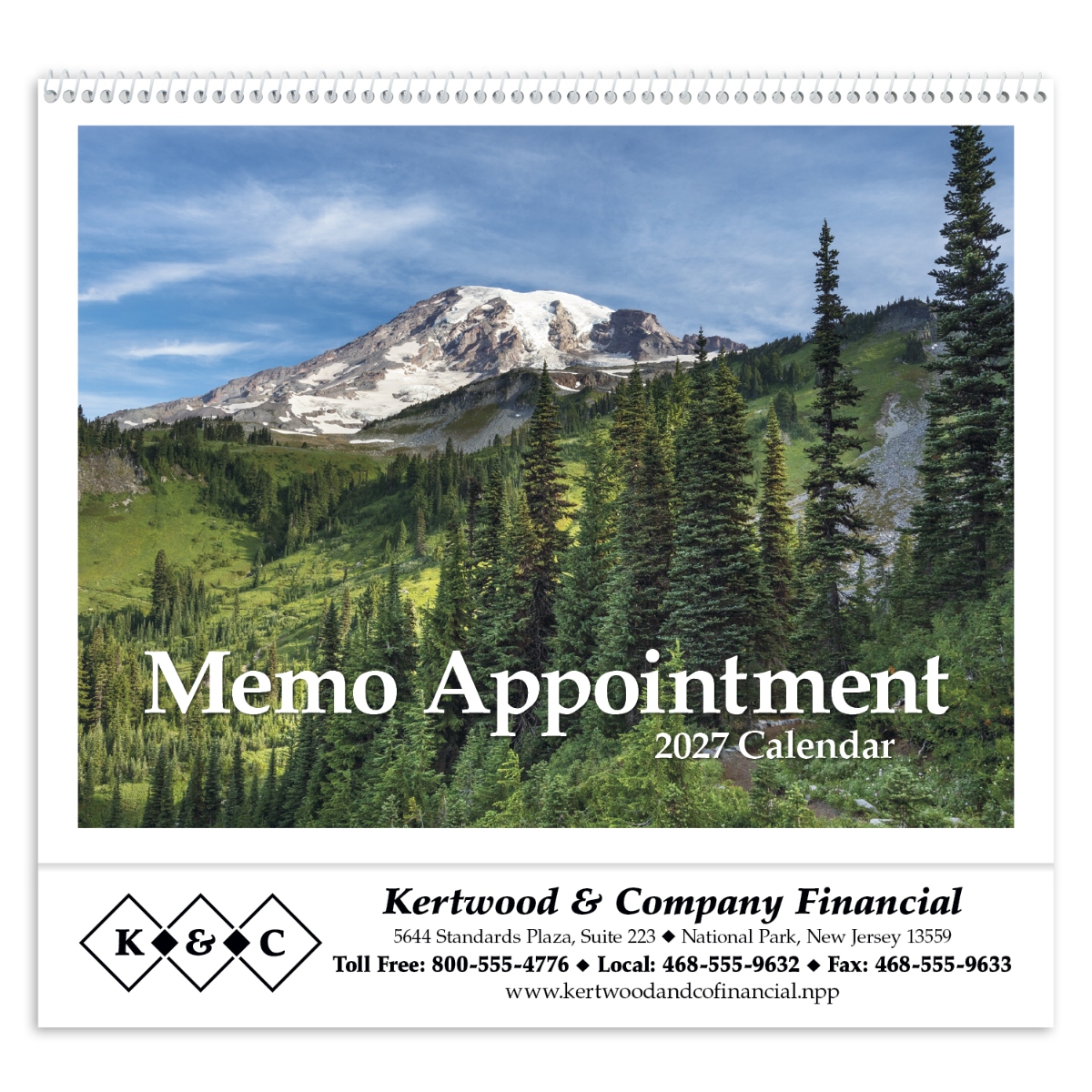 Memo appointment calendar featuring a full-color picture and practical appointment-planning layout, assembled in the USA.