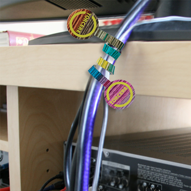 Toddy Gear Twist Cable and Cord Organizer featuring a flexible bendable organizer that securely wraps multiple cables and cords at once, reusable construction, full-color digital imprint across the entire length and both ends, and a slim 8-inch design for organizing charging cables, headphones, computer cords, and travel accessories.